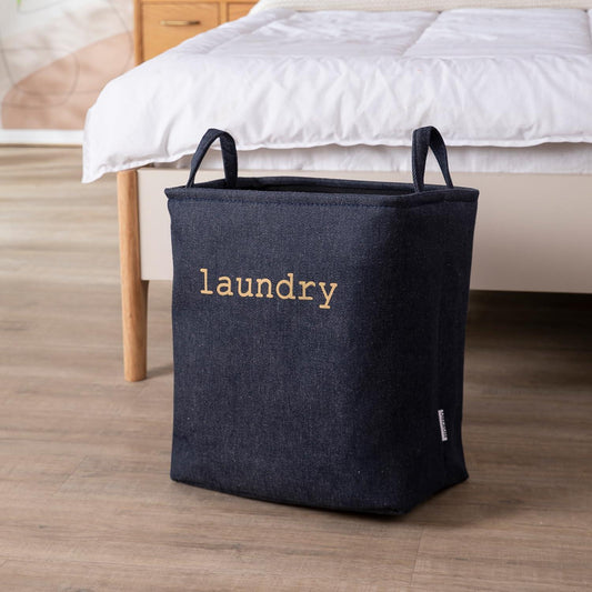 HOKIPO Laundry Basket Clothes Hamper, Denim Basket With Handles,Small / Large - Blue - HOKIPO | Har Ghar ka Humsafar