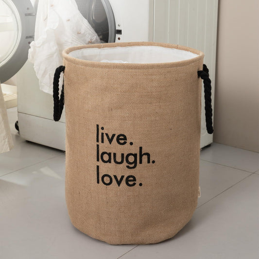 Hokipo Laundry Basket Exquisite 45 - Litre European Pattern Folding Hamper - Beige - HOKIPO | Har Ghar ka Humsafar