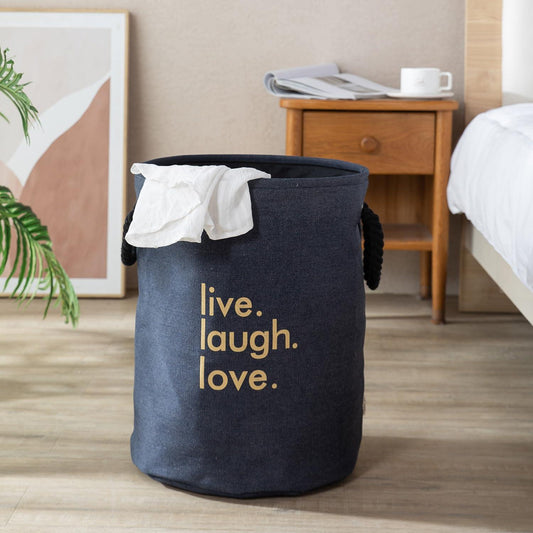 Hokipo Laundry Basket Exquisite 45 - Litre European Pattern Folding Hamper - Blue - HOKIPO | Har Ghar ka Humsafar