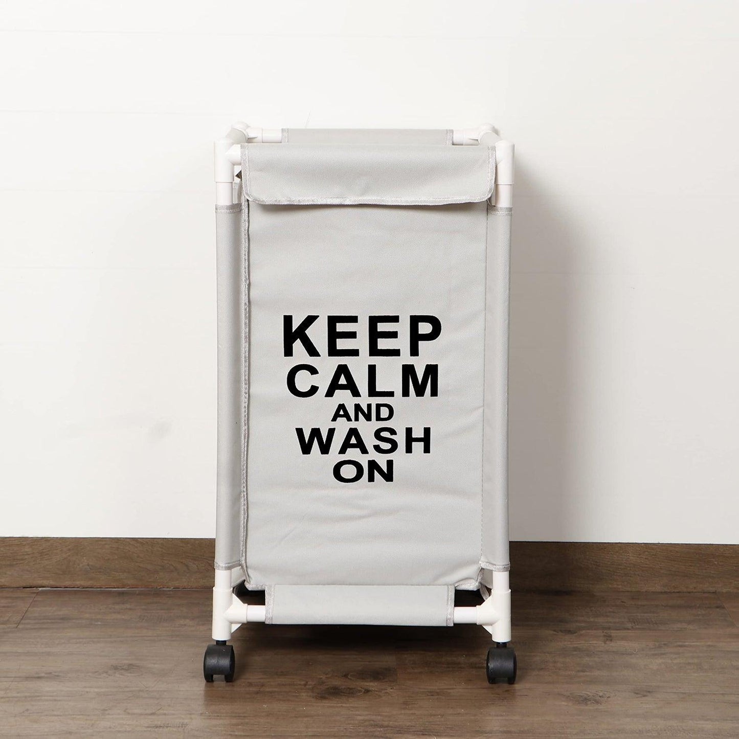 HOKIPO Oxford Fabric Laundry Basket Trolley With Wheels - 65x35x35 cm, Grey - HOKIPO | Har Ghar ka Humsafar