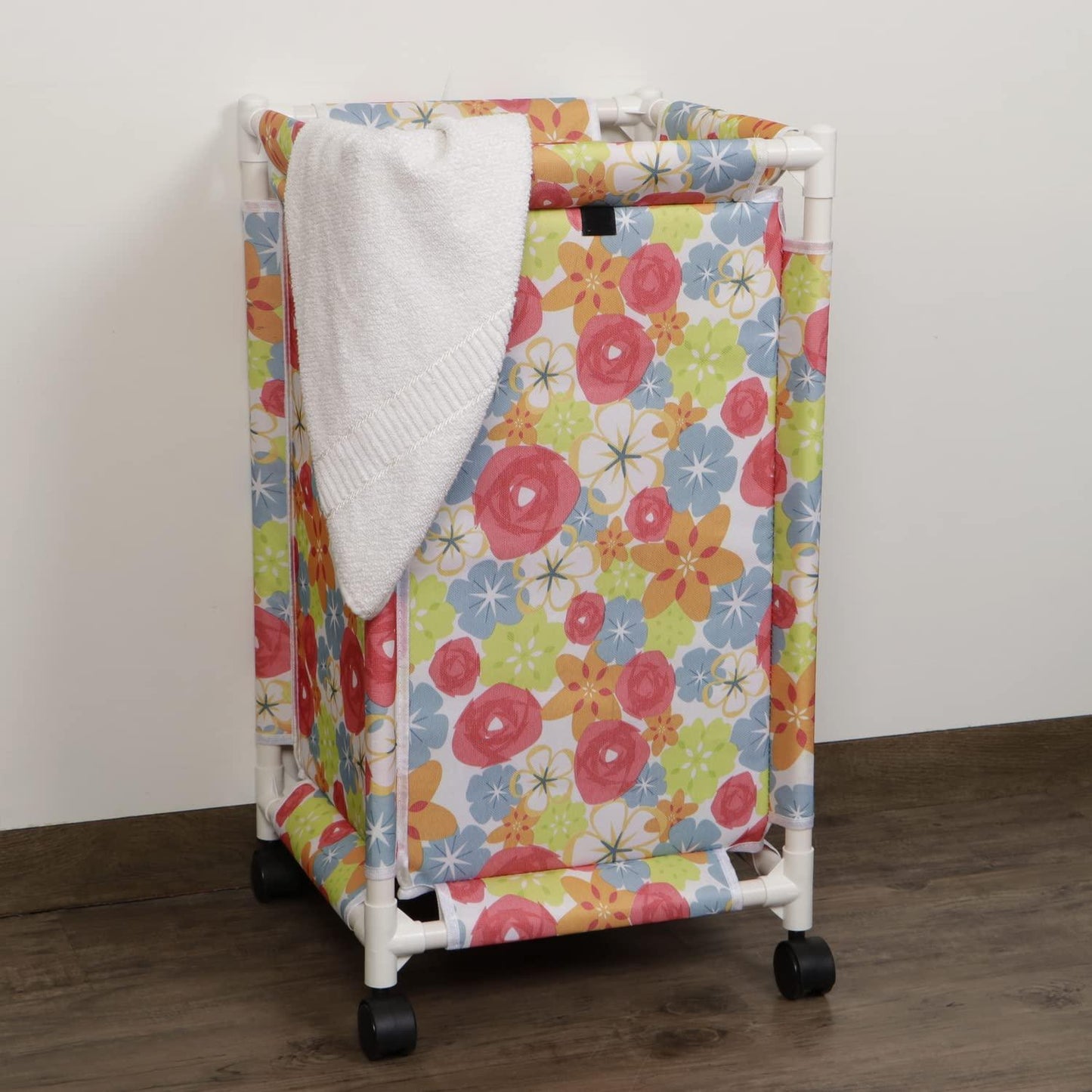 HOKIPO Oxford Fabric Laundry Basket Trolley With Wheels - 65x35x35 cm, Multicolor - HOKIPO | Har Ghar ka Humsafar