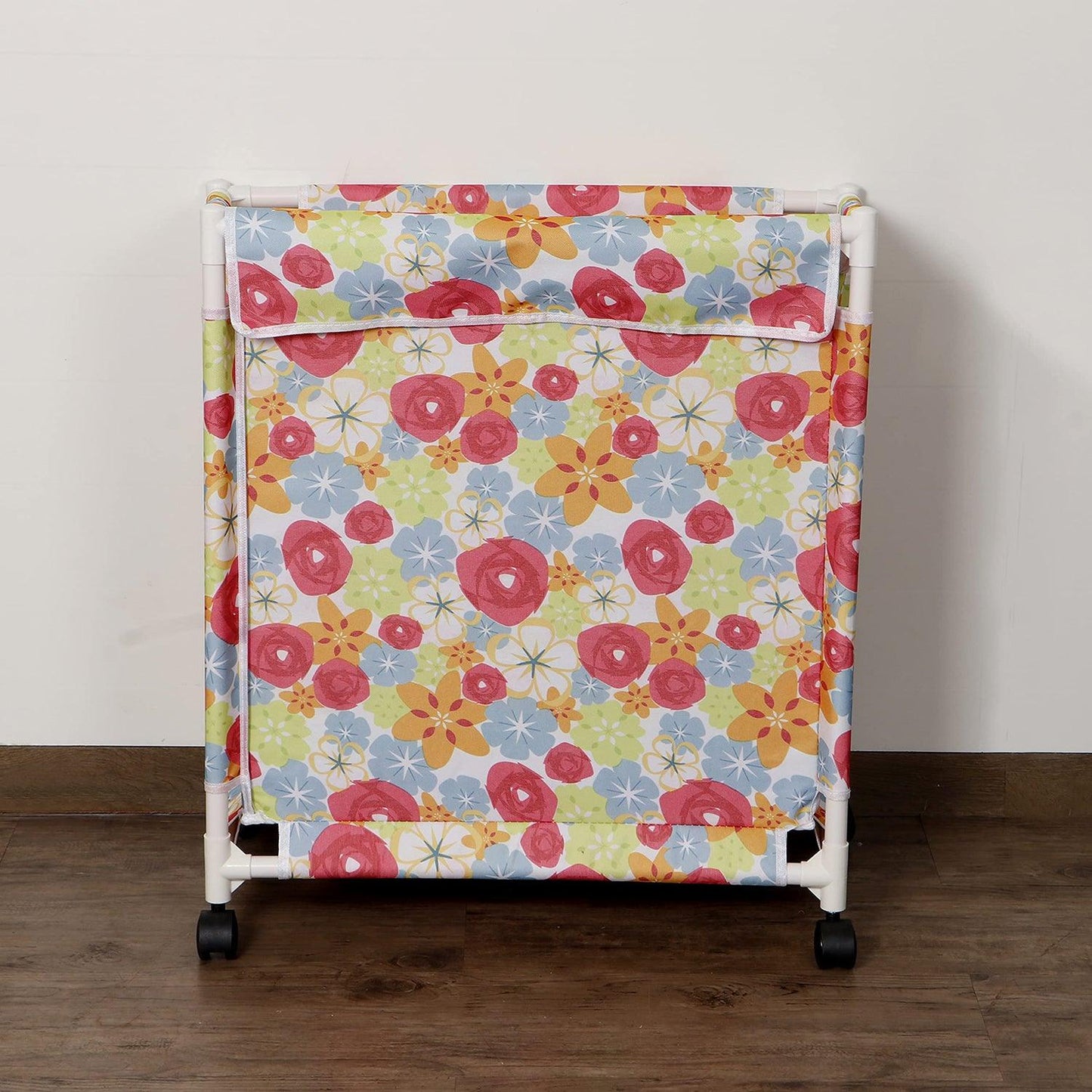 HOKIPO Oxford Fabric Laundry Basket Trolley With Wheels - 65x56x31 cm, Multicolor - HOKIPO | Har Ghar ka Humsafar