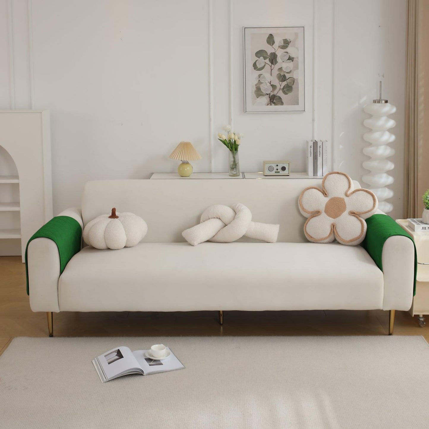 HOKIPO Quilted Waterproof Anti - Slip Sofa Armrest Covers with Pockets (2 Pcs), Green - HOKIPO | Har Ghar ka Humsafar