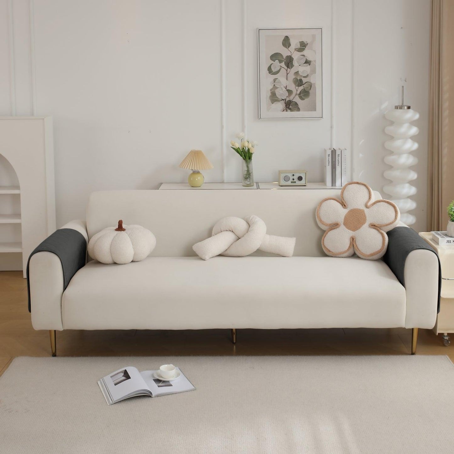 HOKIPO Quilted Waterproof Anti - Slip Sofa Armrest Covers with Pockets (2 Pcs), Grey - HOKIPO | Har Ghar ka Humsafar