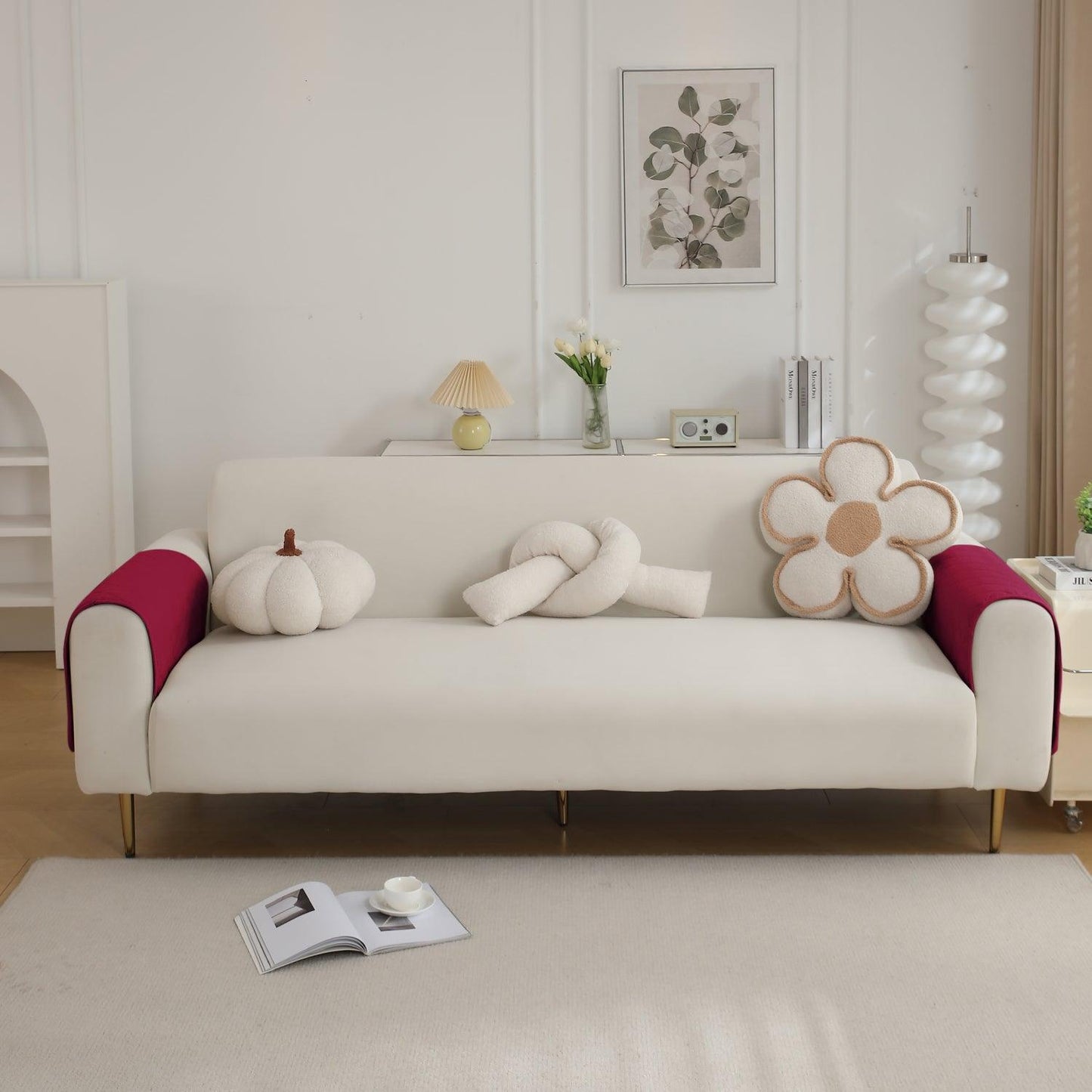 HOKIPO Quilted Waterproof Anti - Slip Sofa Armrest Covers with Pockets (2 Pcs), Maroon - HOKIPO | Har Ghar ka Humsafar