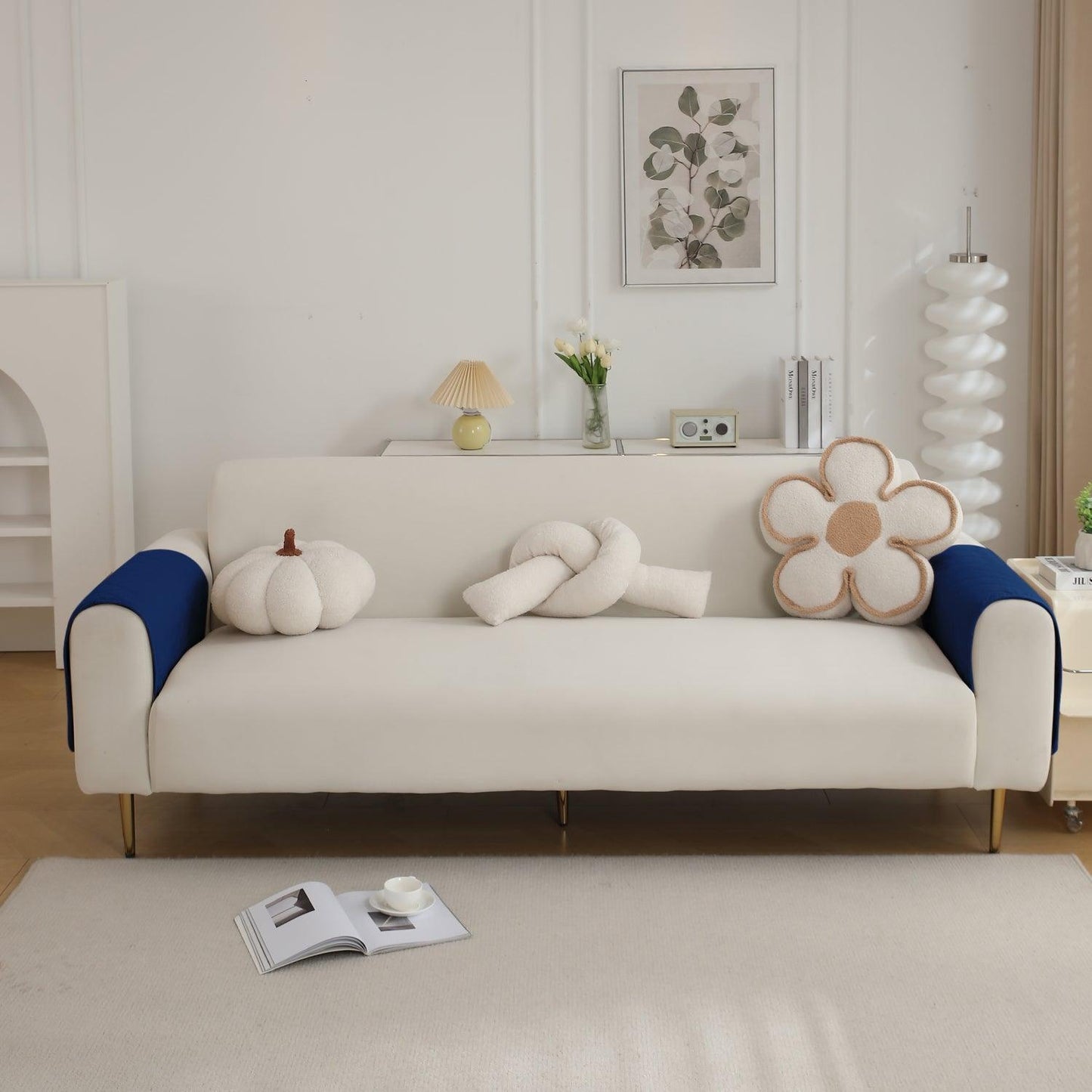 HOKIPO Quilted Waterproof Anti - Slip Sofa Armrest Covers with Pockets (2 Pcs), Navy Blue - HOKIPO | Har Ghar ka Humsafar