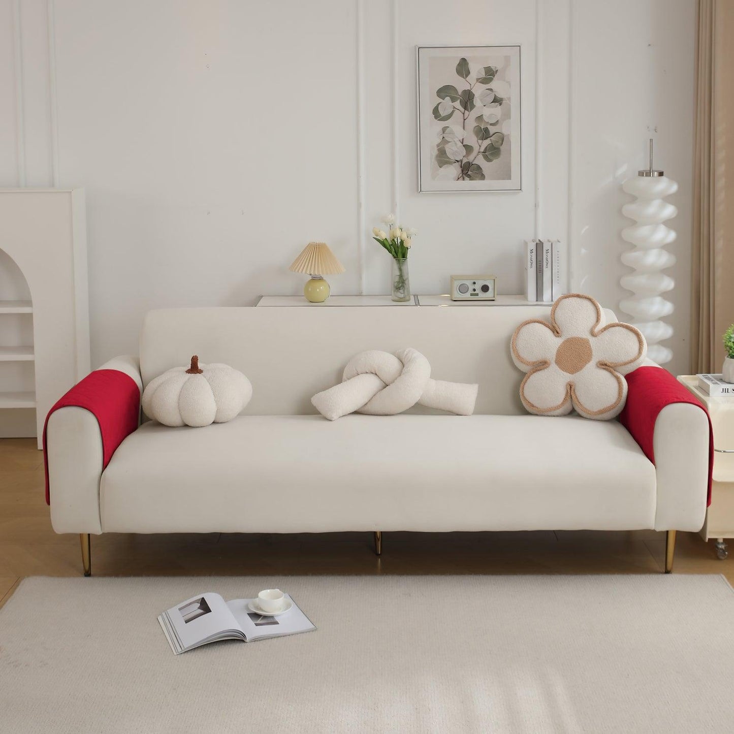 HOKIPO Quilted Waterproof Anti - Slip Sofa Armrest Covers with Pockets (2 Pcs), Red - HOKIPO | Har Ghar ka Humsafar