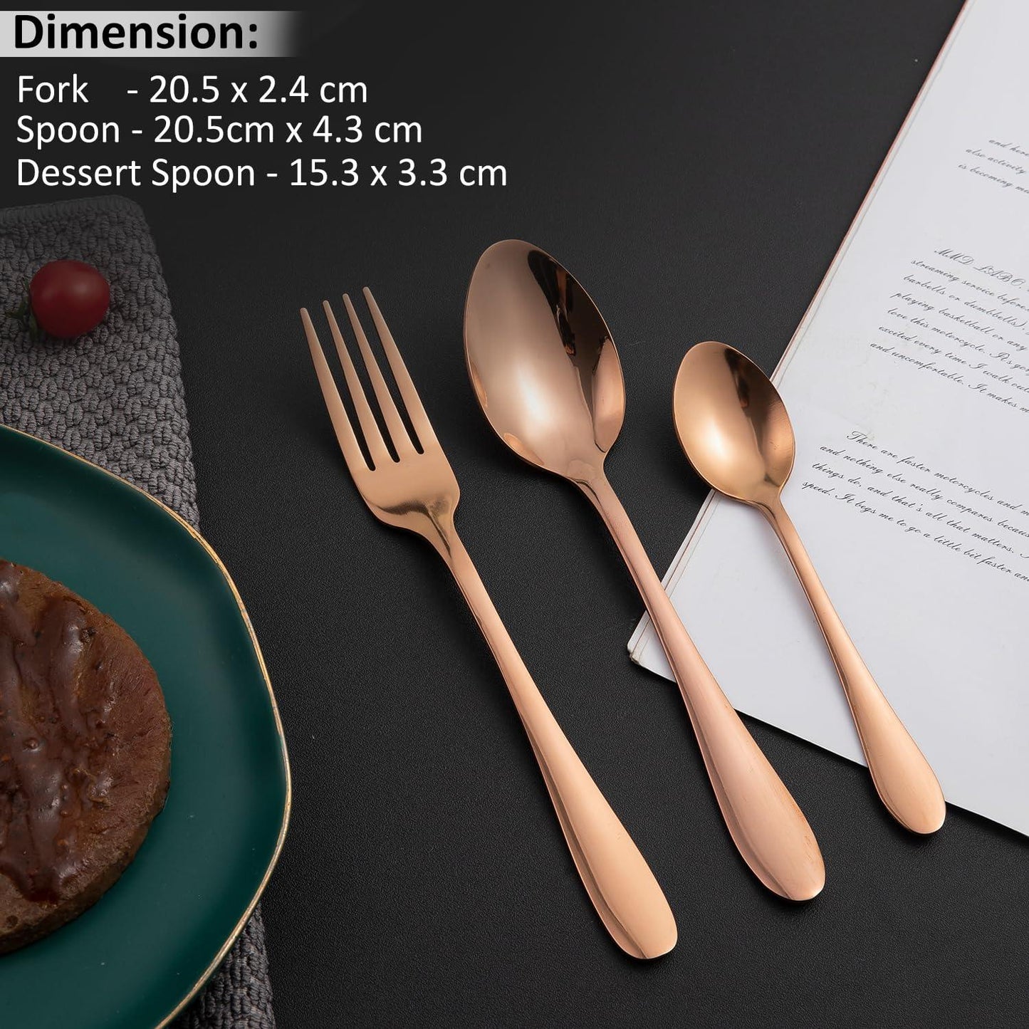 HOKIPO Rose Gold Cutlery Set of 18 / 24 Pcs Stainless Steel, Mirror Finish with Gift Box - HOKIPO | Har Ghar ka Humsafar