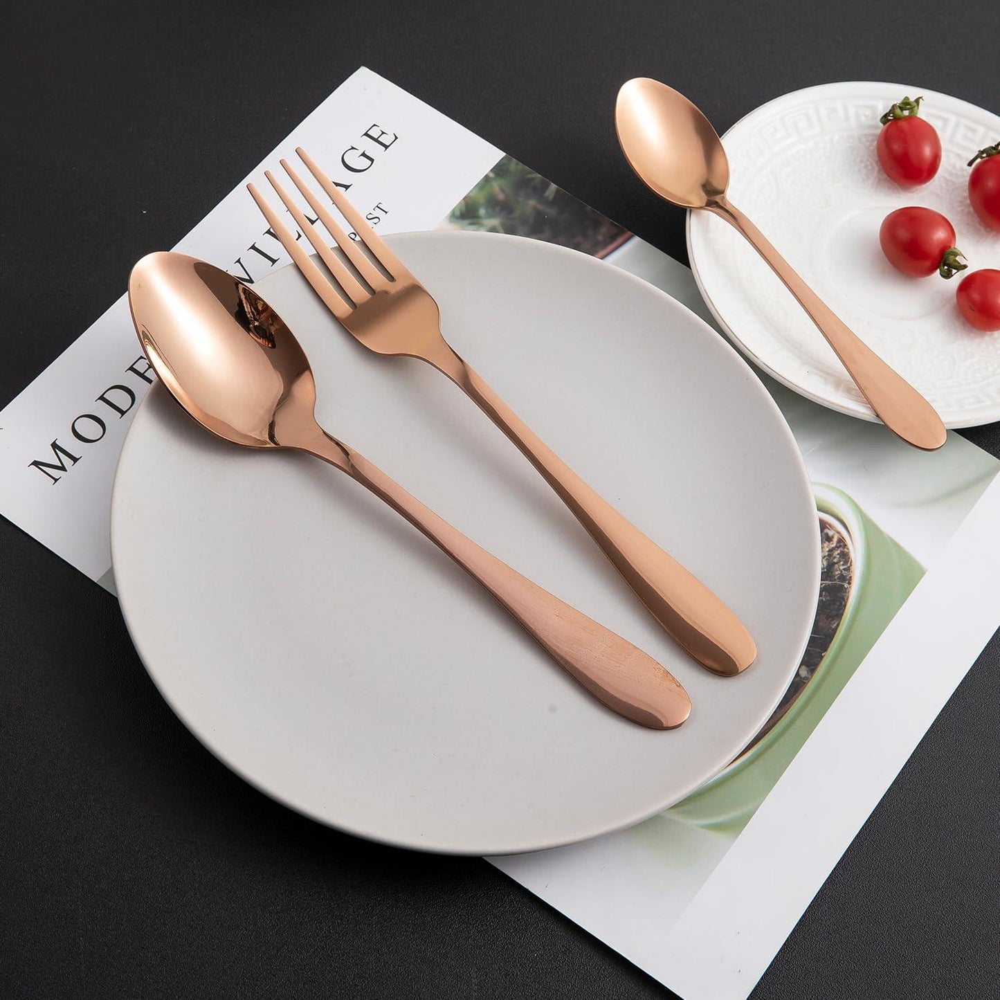 HOKIPO Rose Gold Cutlery Set of 18 / 24 Pcs Stainless Steel, Mirror Finish with Gift Box - HOKIPO | Har Ghar ka Humsafar