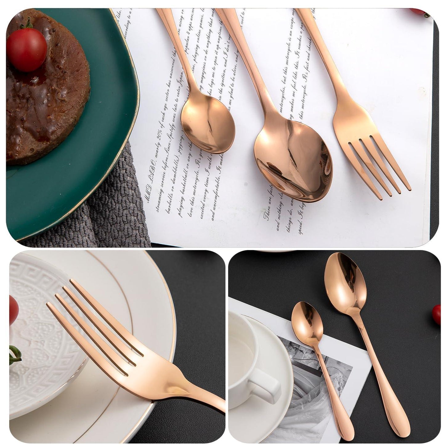 HOKIPO Rose Gold Cutlery Set of 18 / 24 Pcs Stainless Steel, Mirror Finish with Gift Box - HOKIPO | Har Ghar ka Humsafar