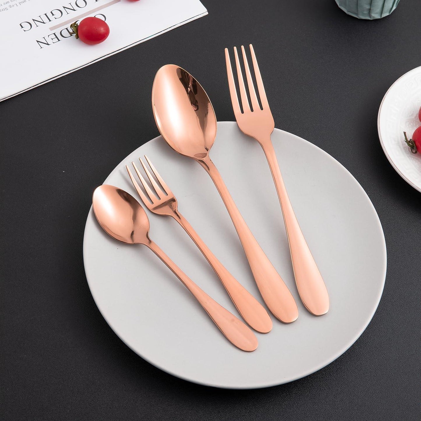 HOKIPO Rose Gold Cutlery Set of 18 / 24 Pcs Stainless Steel, Mirror Finish with Gift Box - HOKIPO | Har Ghar ka Humsafar