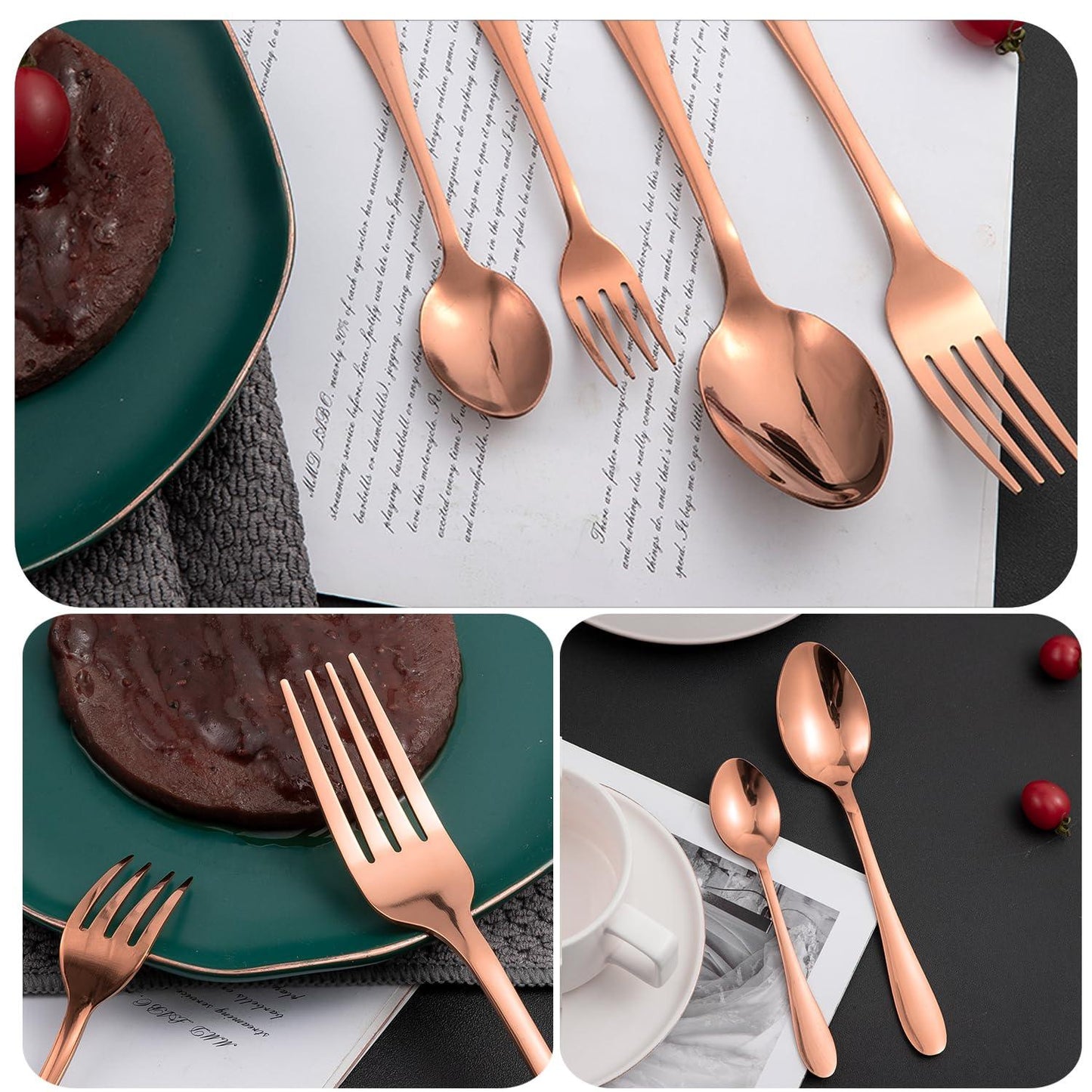 HOKIPO Rose Gold Cutlery Set of 18 / 24 Pcs Stainless Steel, Mirror Finish with Gift Box - HOKIPO | Har Ghar ka Humsafar