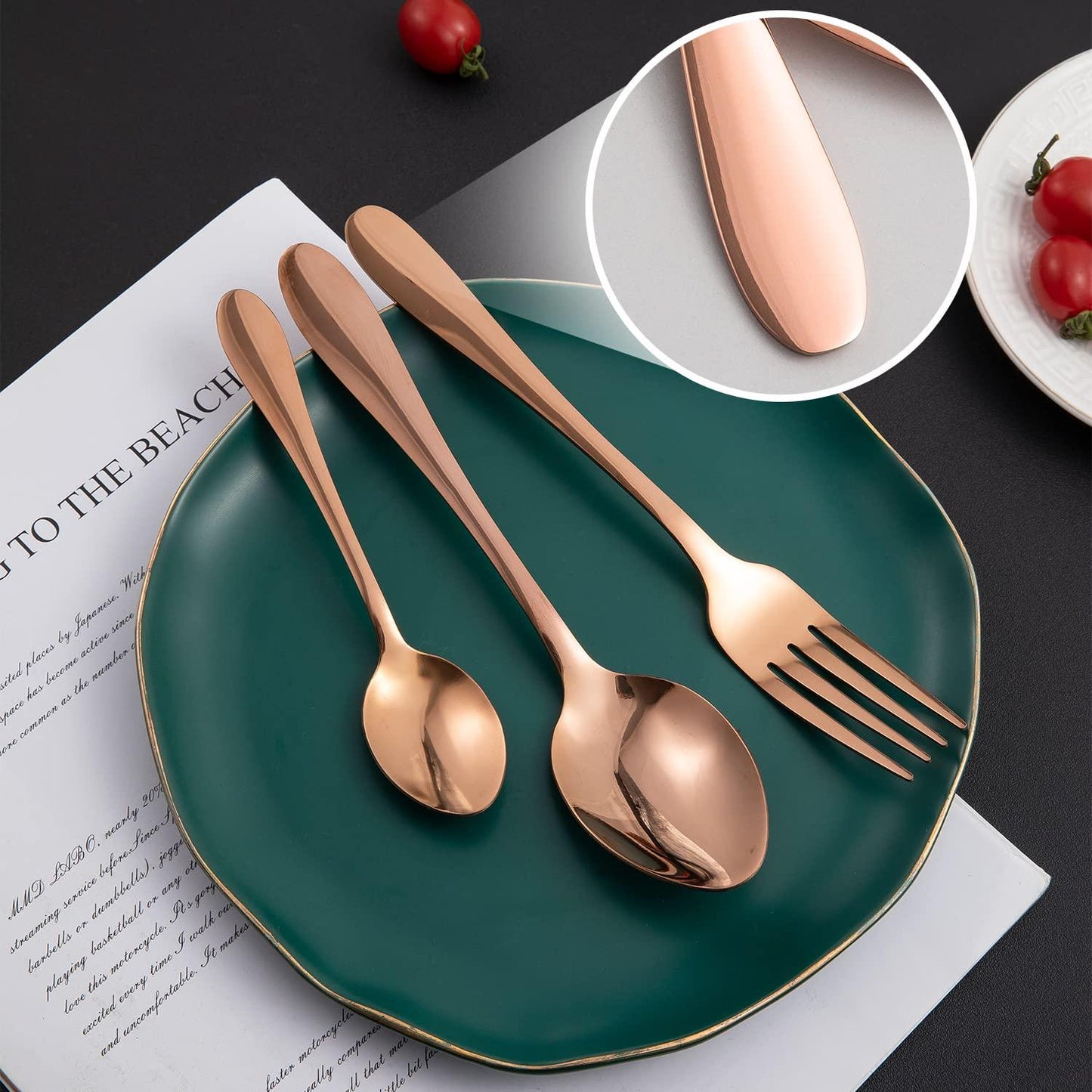 HOKIPO Rose Gold Cutlery Set of 18 / 24 Pcs Stainless Steel, Mirror Finish with Gift Box - HOKIPO | Har Ghar ka Humsafar