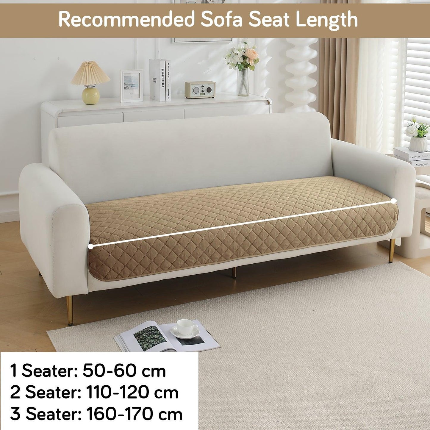 HOKIPO Water Repellent + Waterproof Quick Dry Sofa Seat Mat for 1/2/3 Seater Sofa - Camel - HOKIPO | Har Ghar ka Humsafar