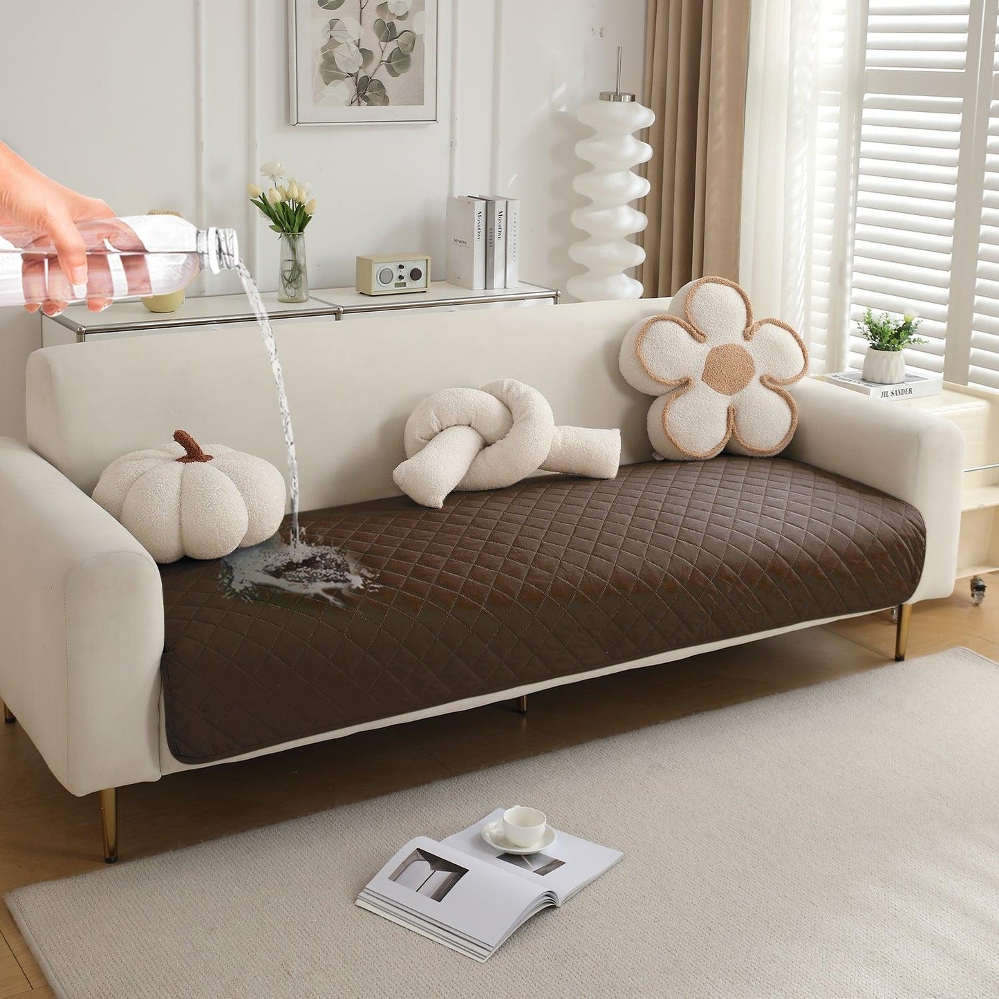 HOKIPO Waterproof Anti - Slip Quick Dry Sofa Seat Mat for 1/2/3 Seater, Brown - HOKIPO | Har Ghar ka Humsafar