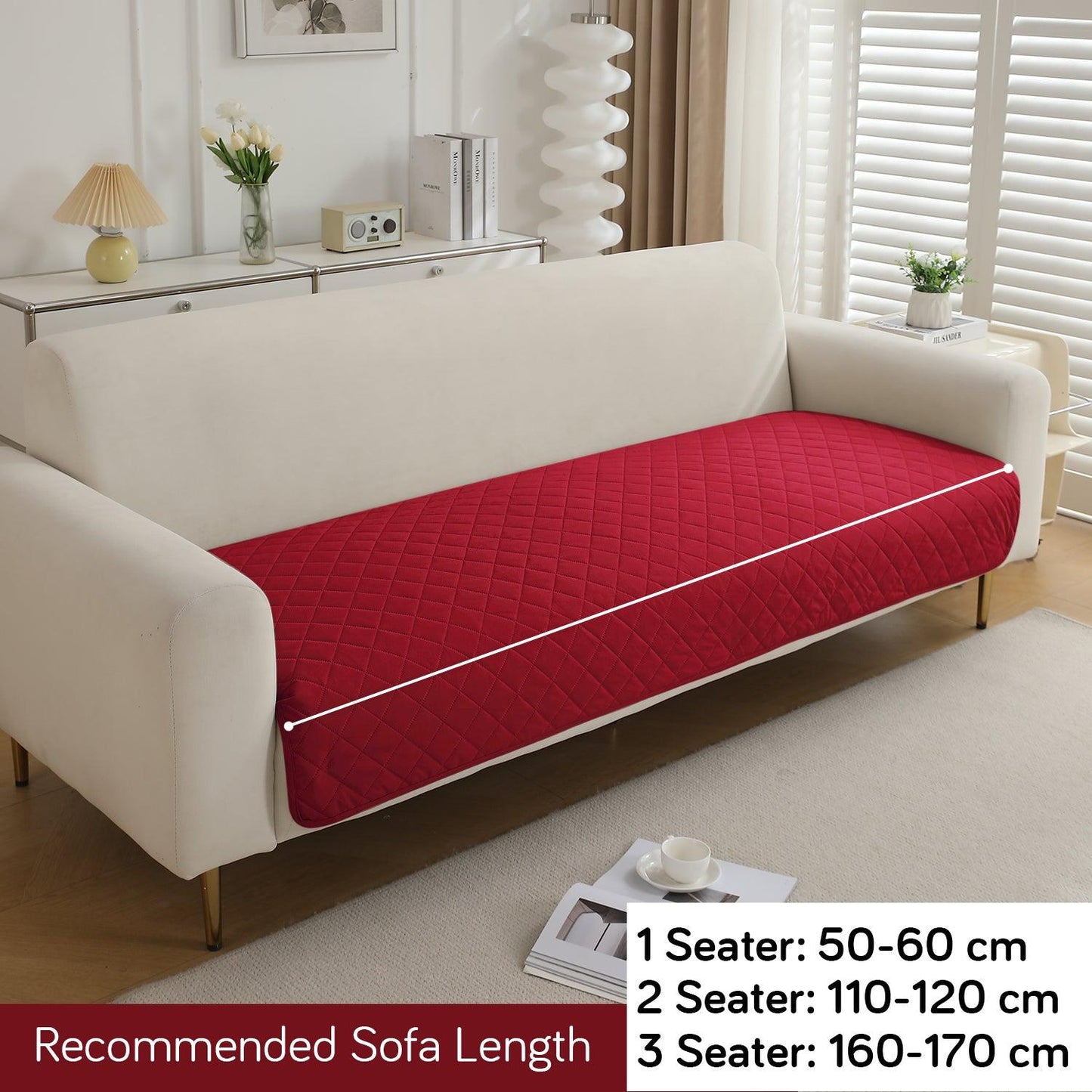 HOKIPO Waterproof Anti - Slip Quick Dry Sofa Seat Mat for 1/2/3 Seater, Red - HOKIPO | Har Ghar ka Humsafar