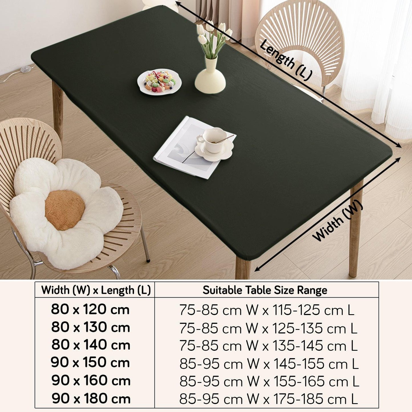 HOKIPO Waterproof Non - Slip Stretch Table Cover, Army Green - HOKIPO | Har Ghar ka Humsafar