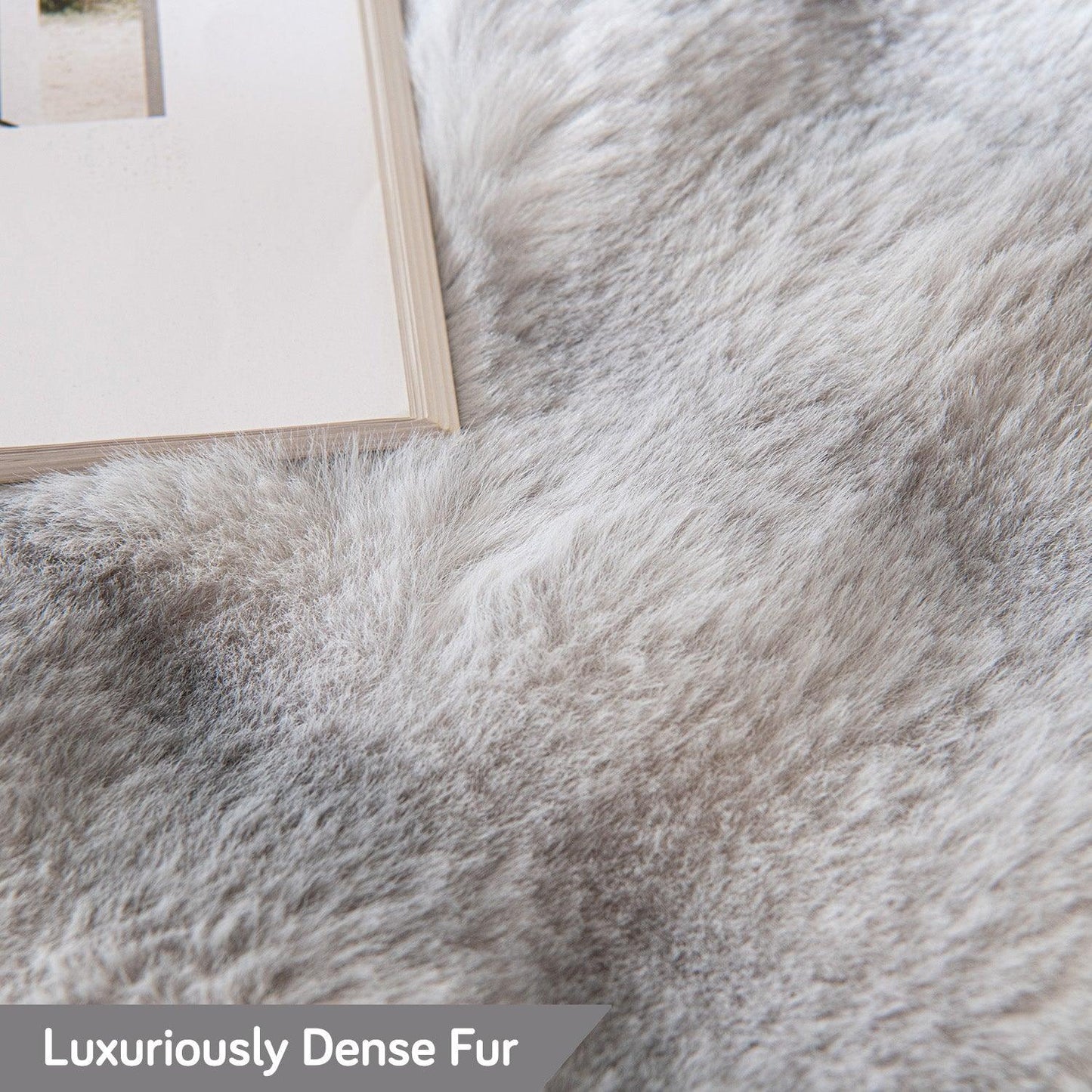 Soft Grey Premium Gradient Faux Rabbit Wool Sofa Throw Blanket | HOKIPO