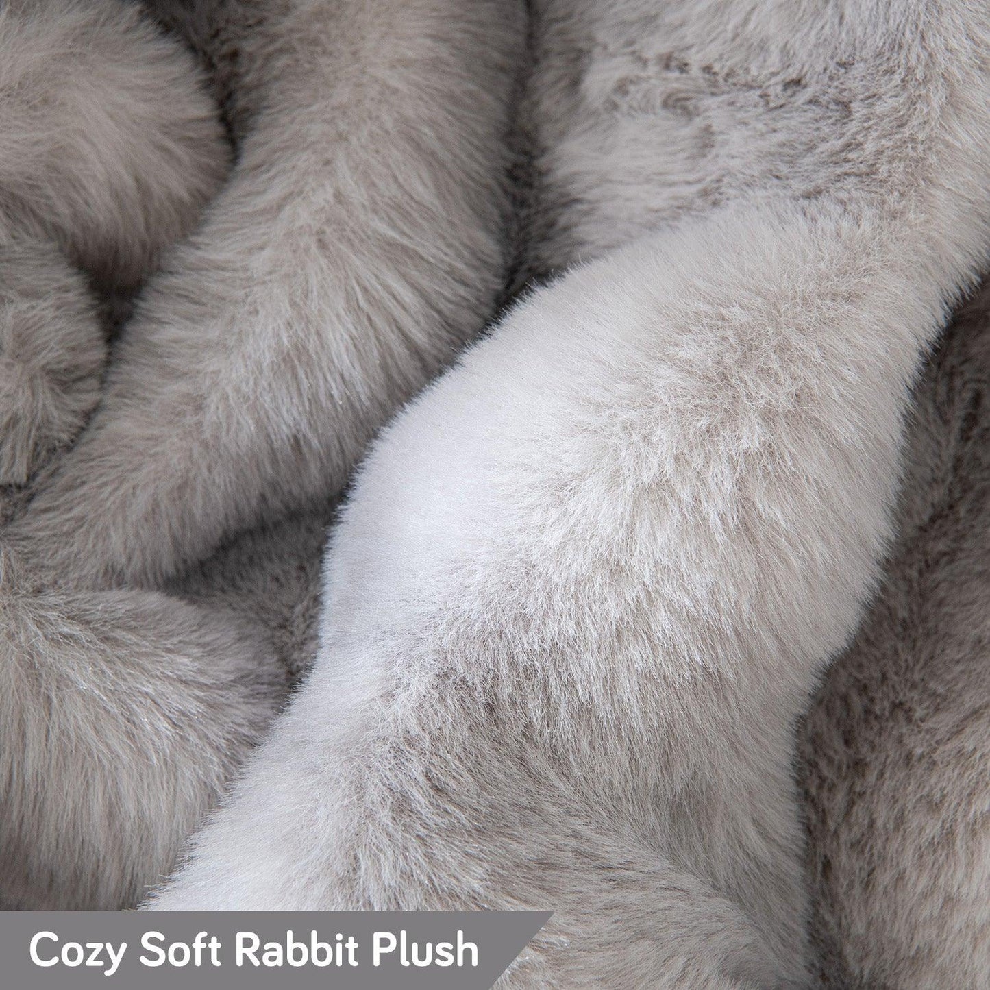 Cozy Premium Grey Gradient Faux Rabbit Wool Sofa Throw Blanket | HOKIPO