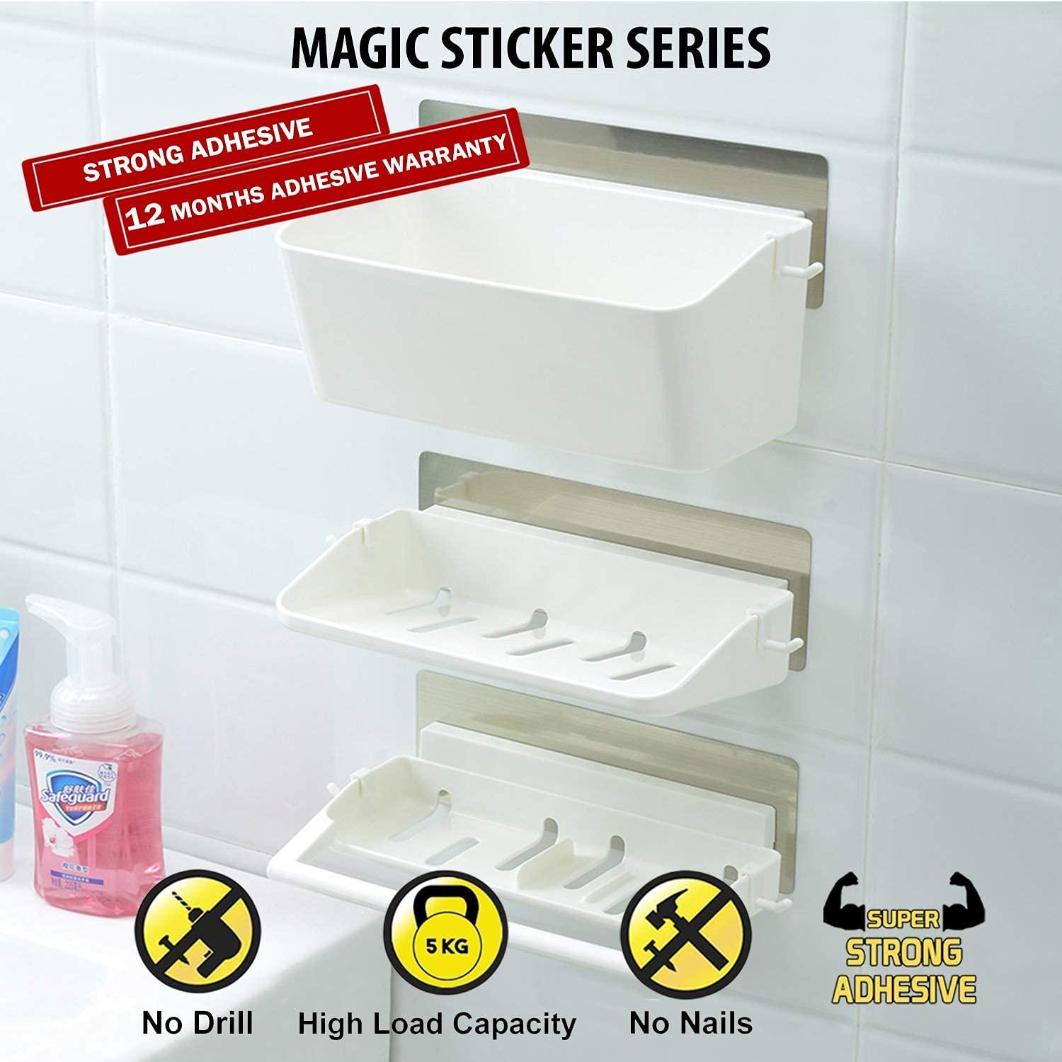 3 Layer Wall MOunted Bathroom Organizer With Rod | HOKIPO