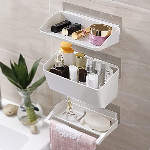Magic Sticker Series No Drill 3 Tier Bathroom Shelves with Napkin Bar - HOKIPO | Har Ghar ka Humsafar