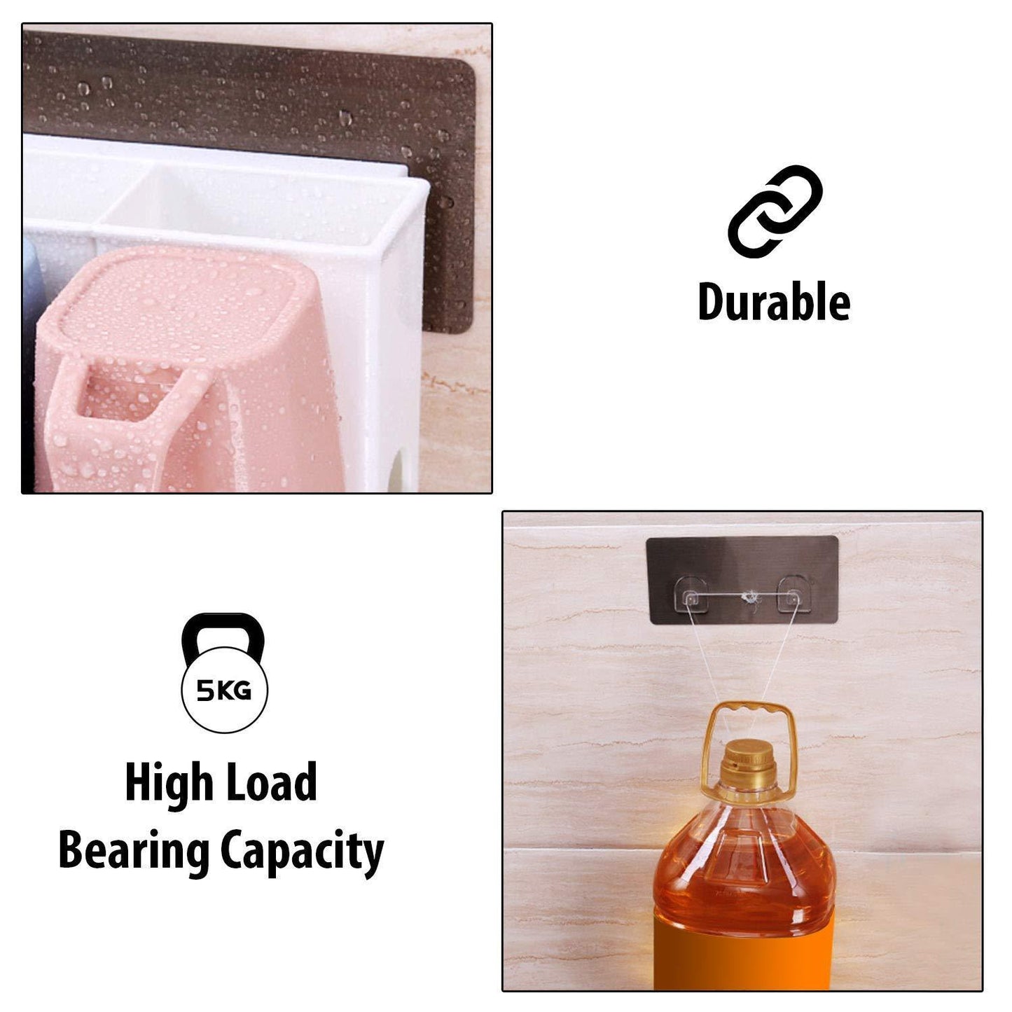Wall mounted Plastic covered 4 Pc Toothbrush Holder | HOKIPO