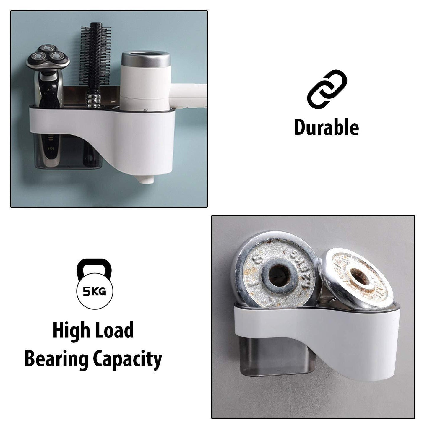 Durable and high load bearing capacity adhesive hair dryer holder stand | HOKIPO