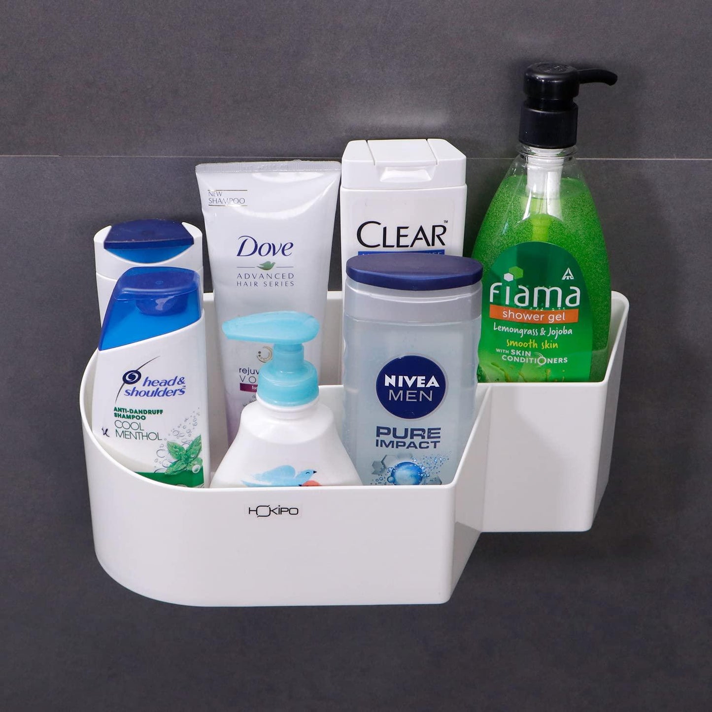 Wall mounted white colour plastic bathroom stand | HOKIPO