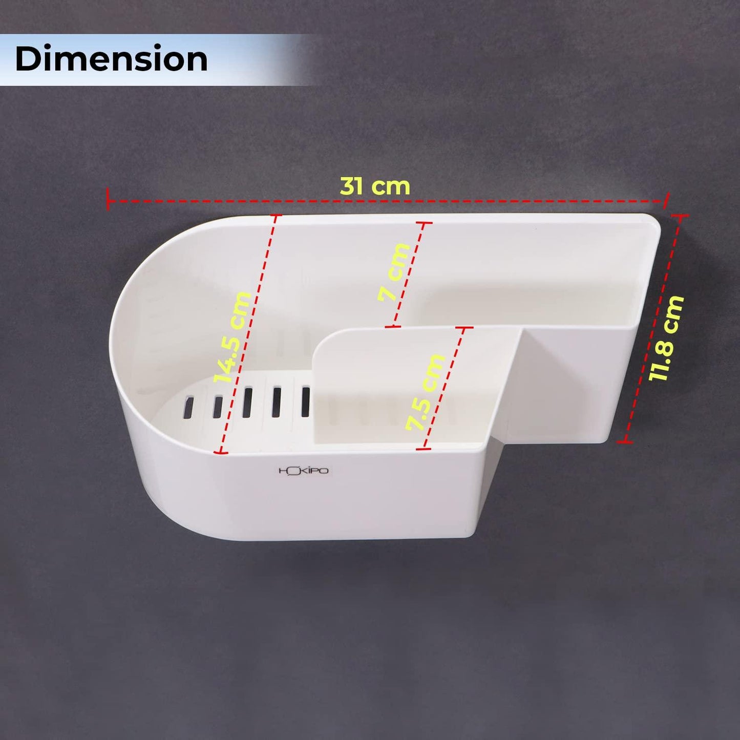Buy white colour, plastic bathroom hanging shelf