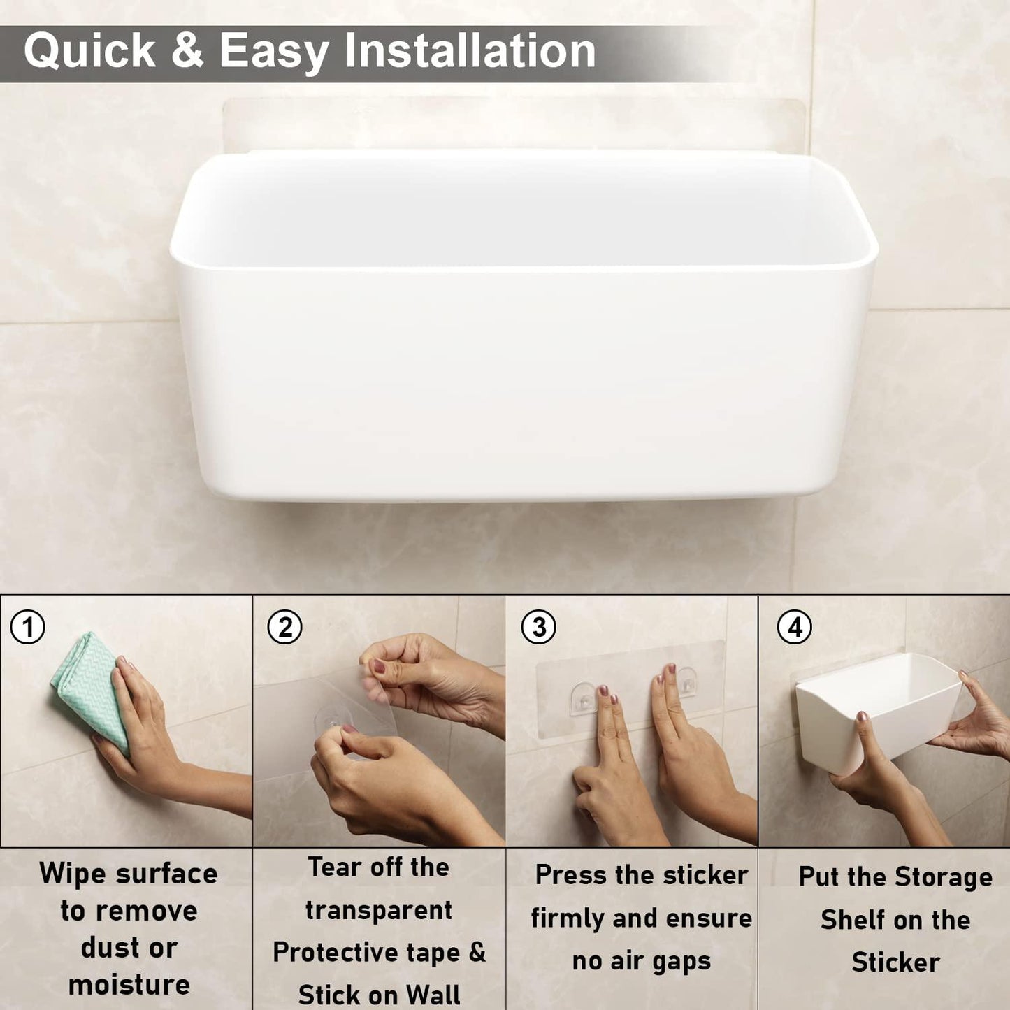 Guide to Install HOKIPO's white Plastic Wall Mounted Bathroom Accessories Holder