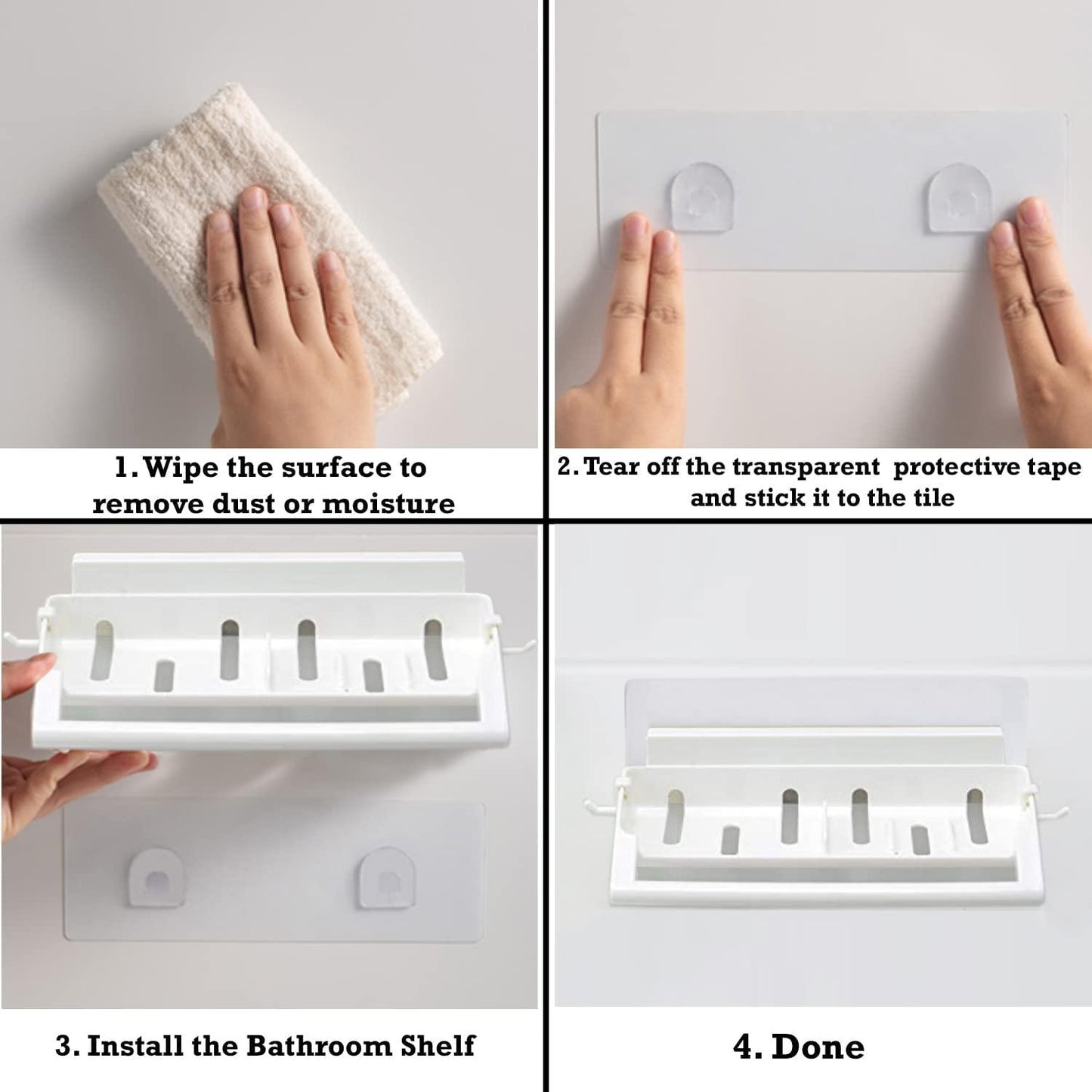 Steps to install HOKIPO's wall mounted 2 soap stand with towel bar and hook