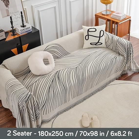 Midnight Black Printed Chenille Sofa Throw | All - Season & Anti - Slip Cover - HOKIPO | Har Ghar ka Humsafar
