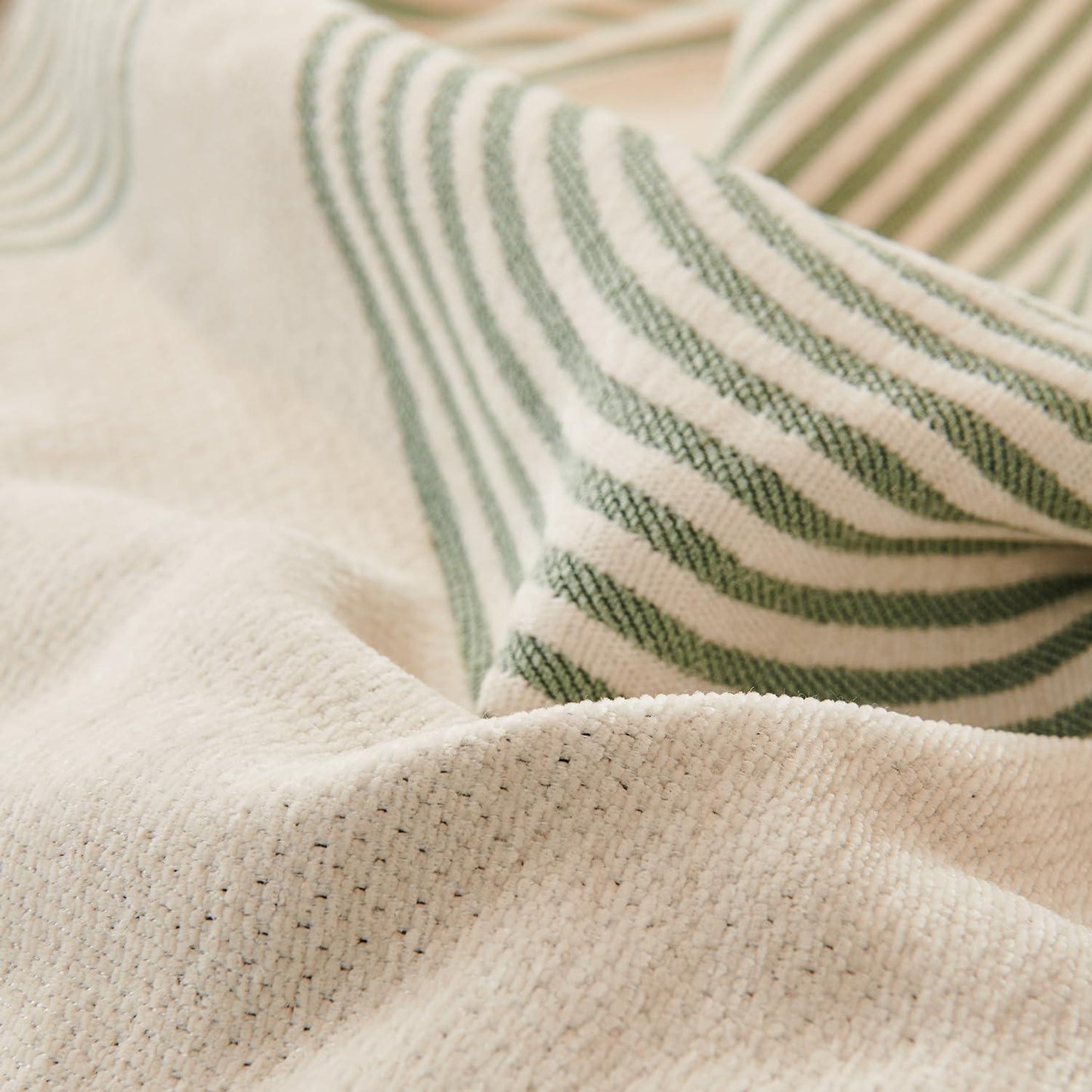 Pista Green, Abstract Line Print Chenille Sofa Throw | All - Season Fabric - HOKIPO | Har Ghar ka Humsafar