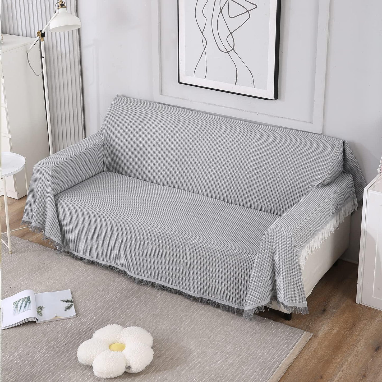 Grey colour polycotton sofa throw cover