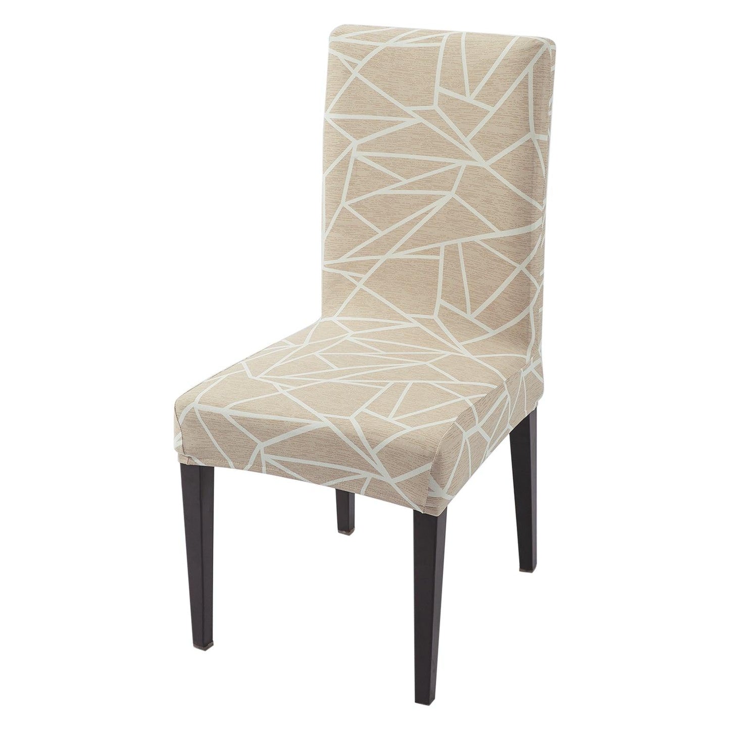Beige Abstract Geometry Print Chair covers set of 1 piece