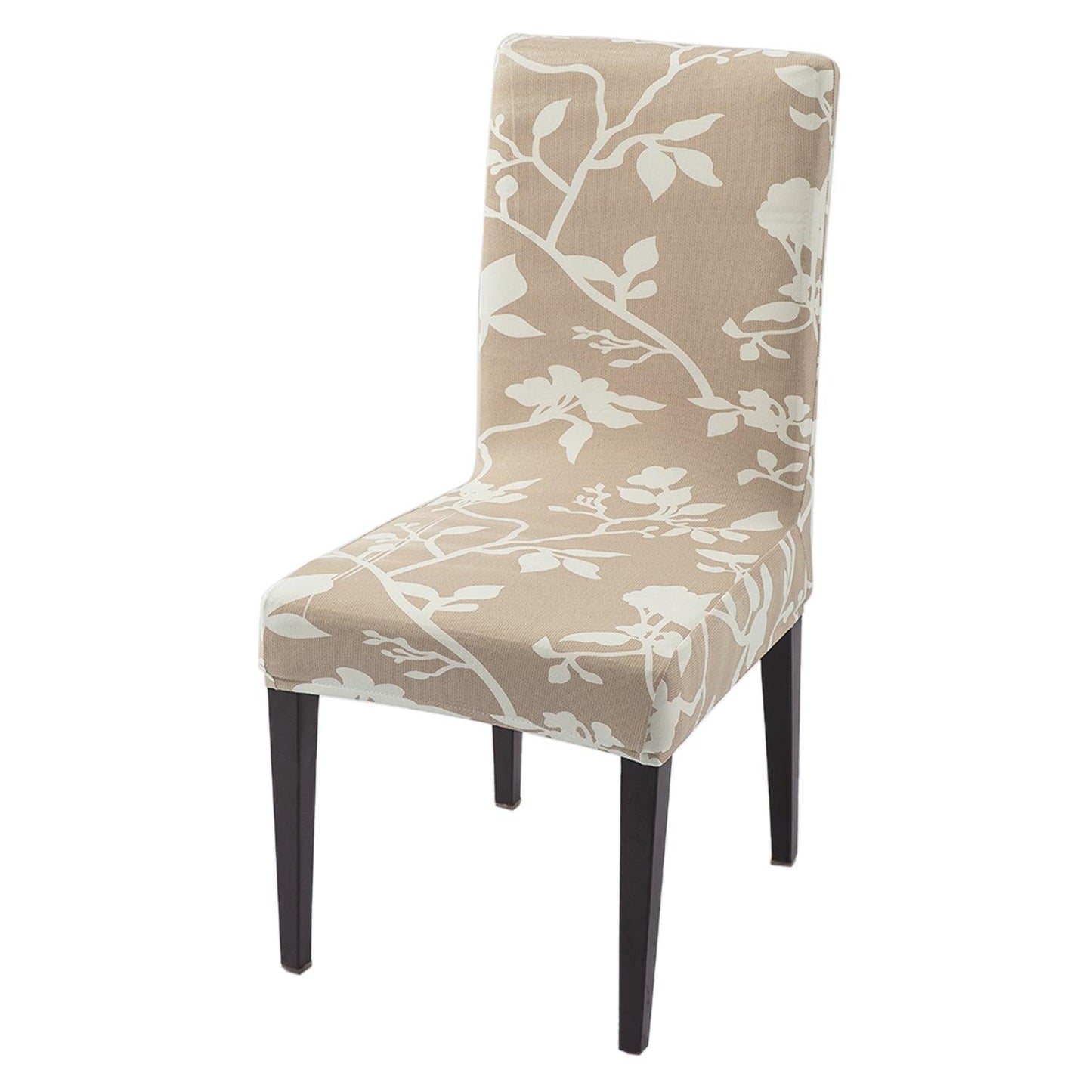 Buff Brown Sillehoute Floral Print Chair covers set of 1 piece