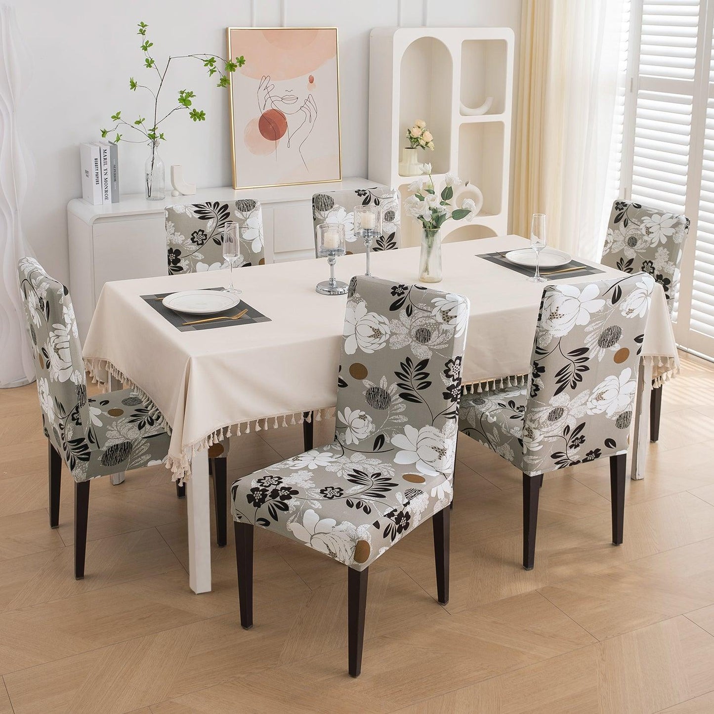 Feather Brown Floral Print stylish chair cover