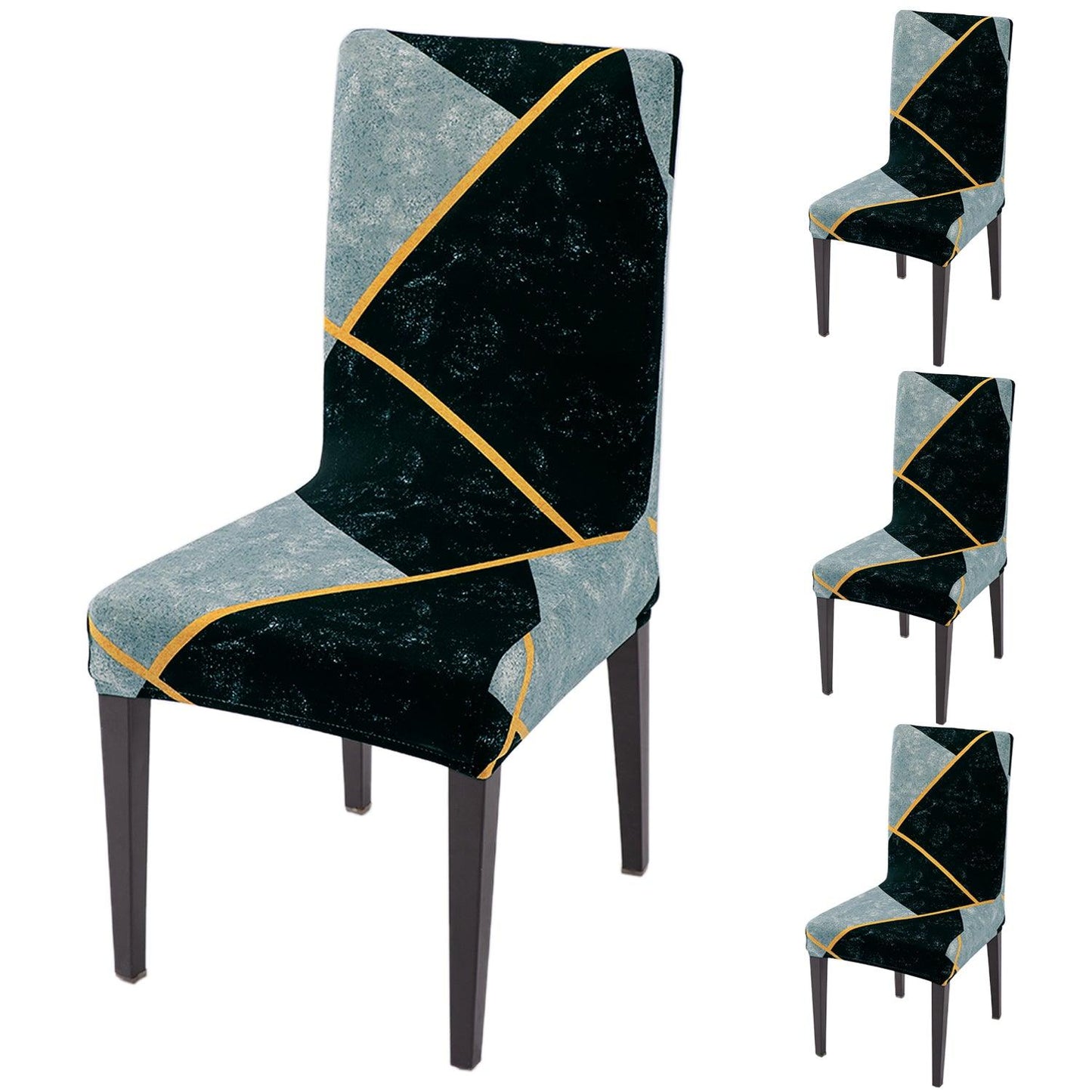 Multicolor Abstract Geometry Print dining chair covers set of 4