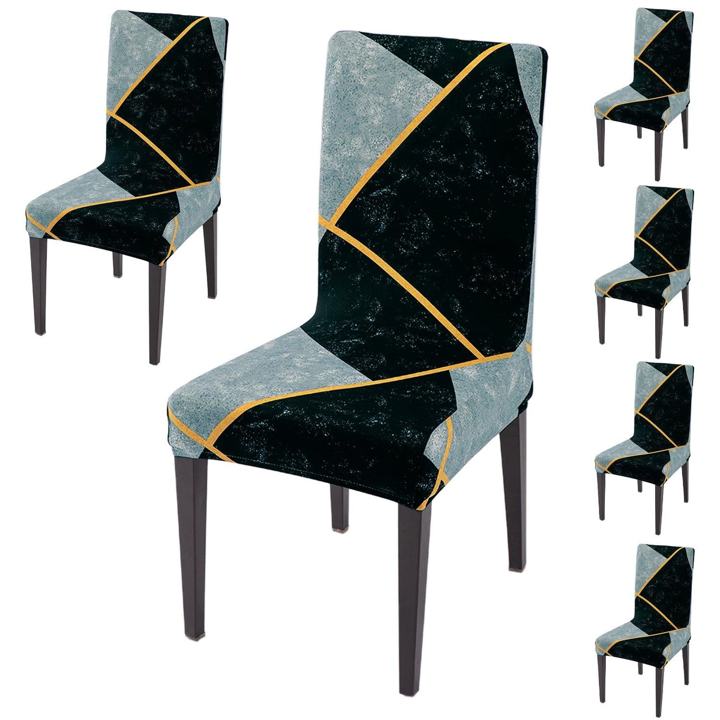 Multicolor Abstract Geometry Print dining chair covers set of 6