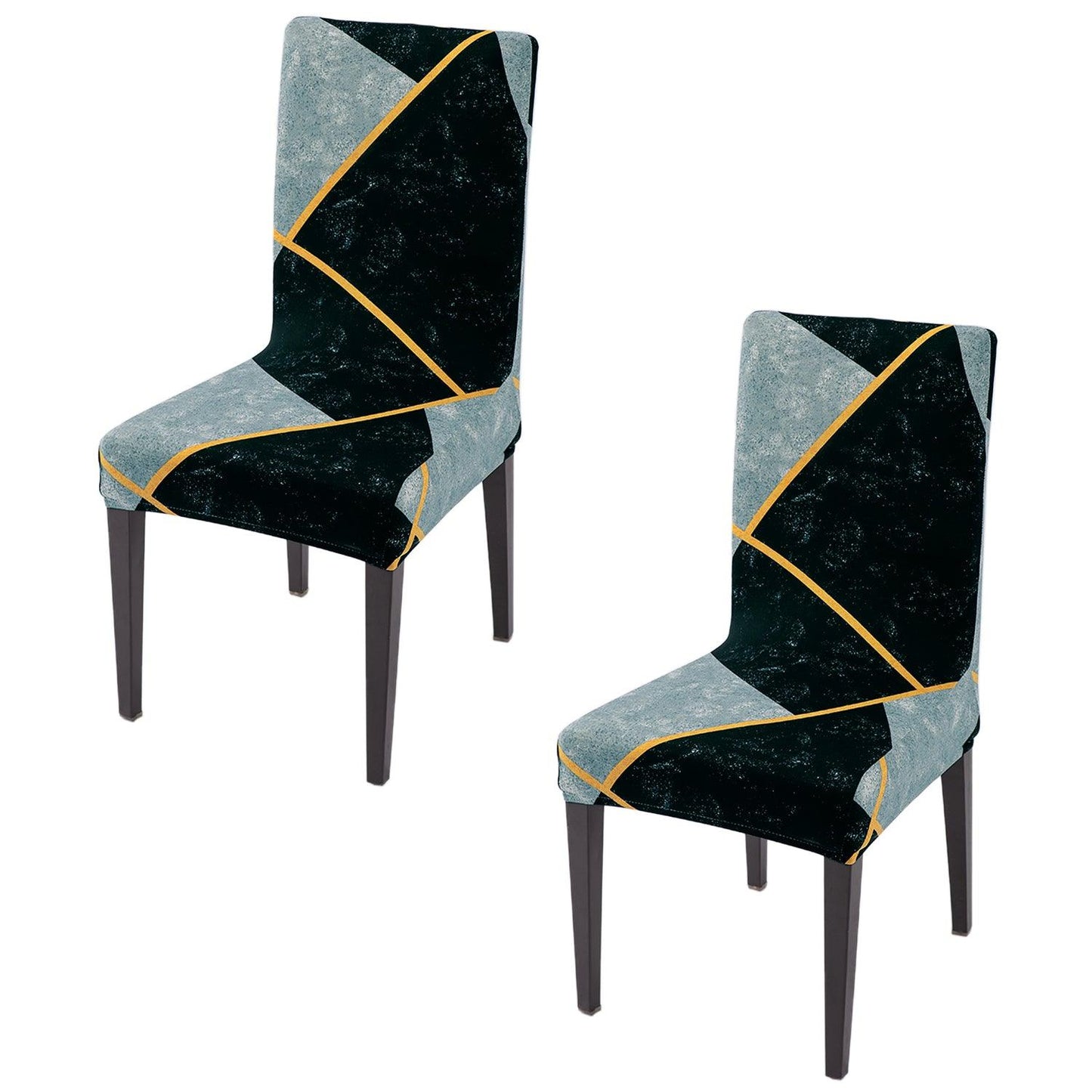 Multicolor Abstract Geometry Print elastic chair covers set of 2