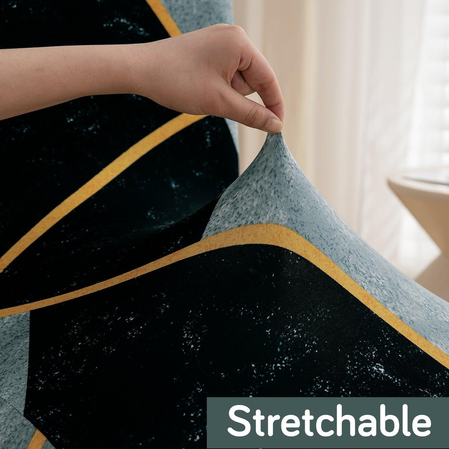 Multicolor Abstract Geometry Print stretchable dining chair covers
