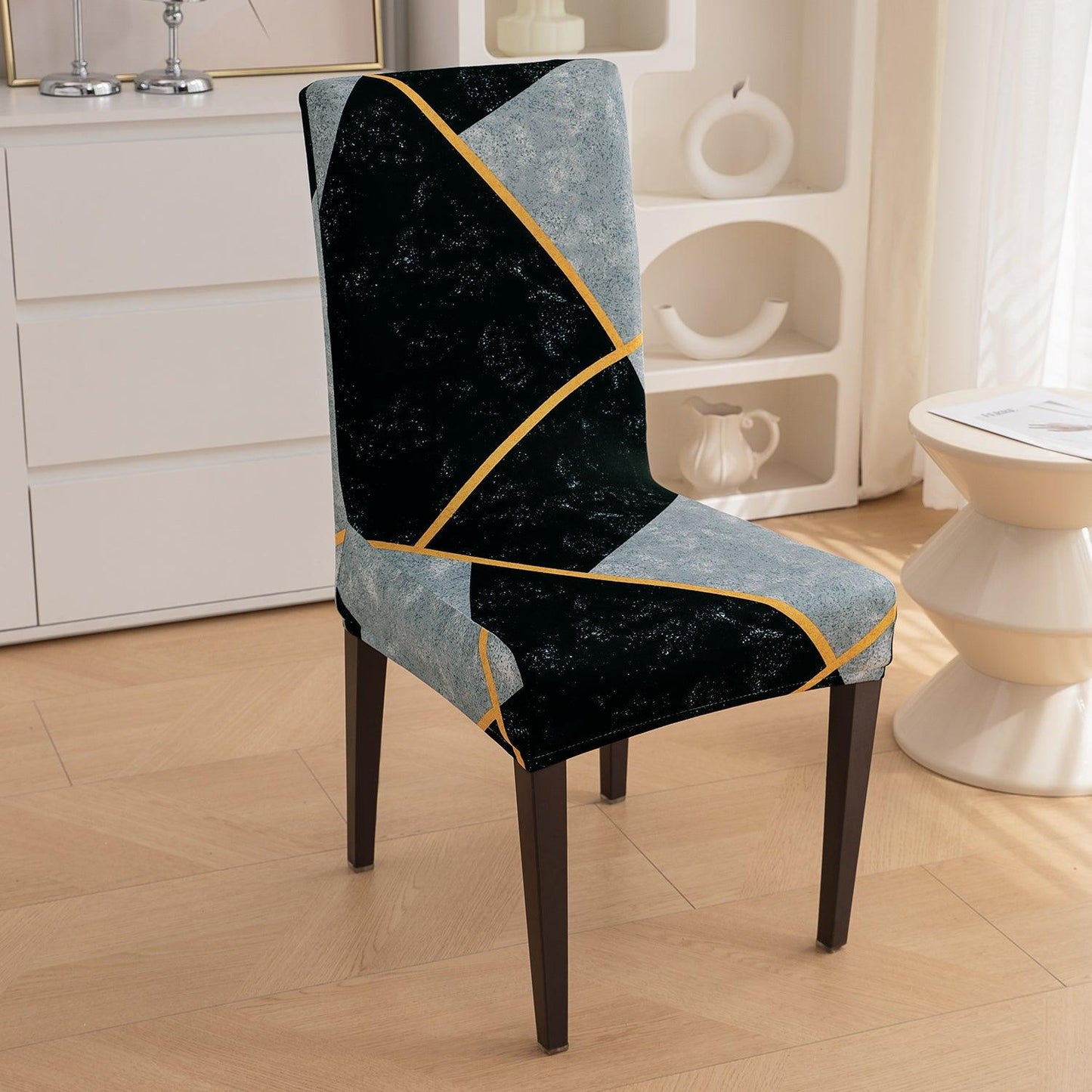 Multicolor Abstract Geometry Print chair covers Set