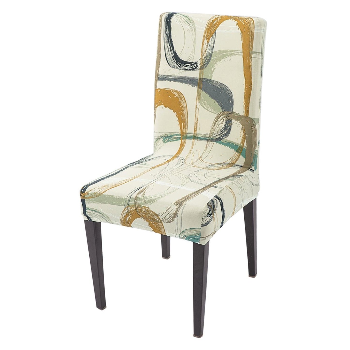 Parchement Beige Abstract Art Print Chair covers set of 1 piece