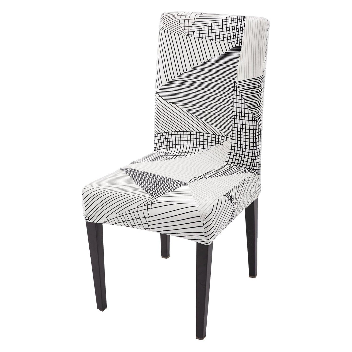 Snow White Black Geometry Print Chair covers set of 1 piece