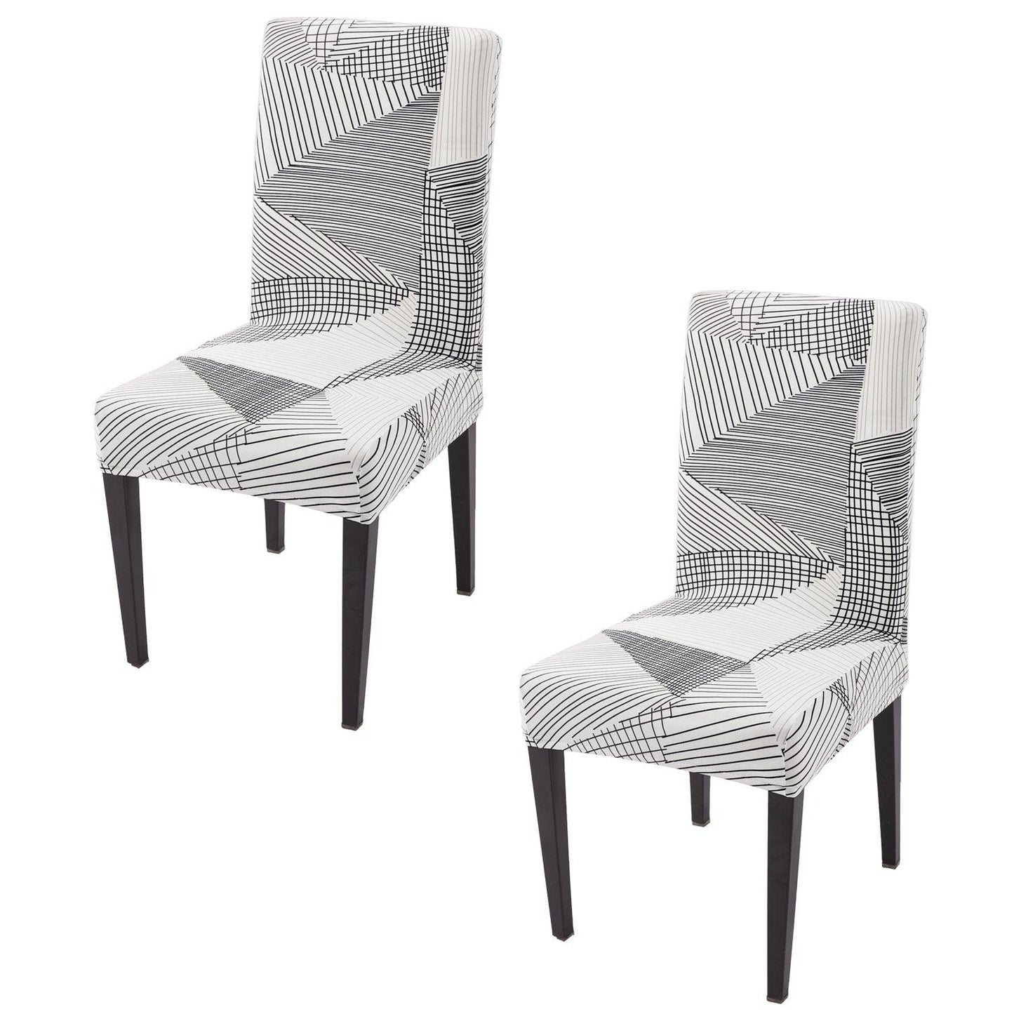 Snow White Black Geometry Print elastic chair covers set of 2