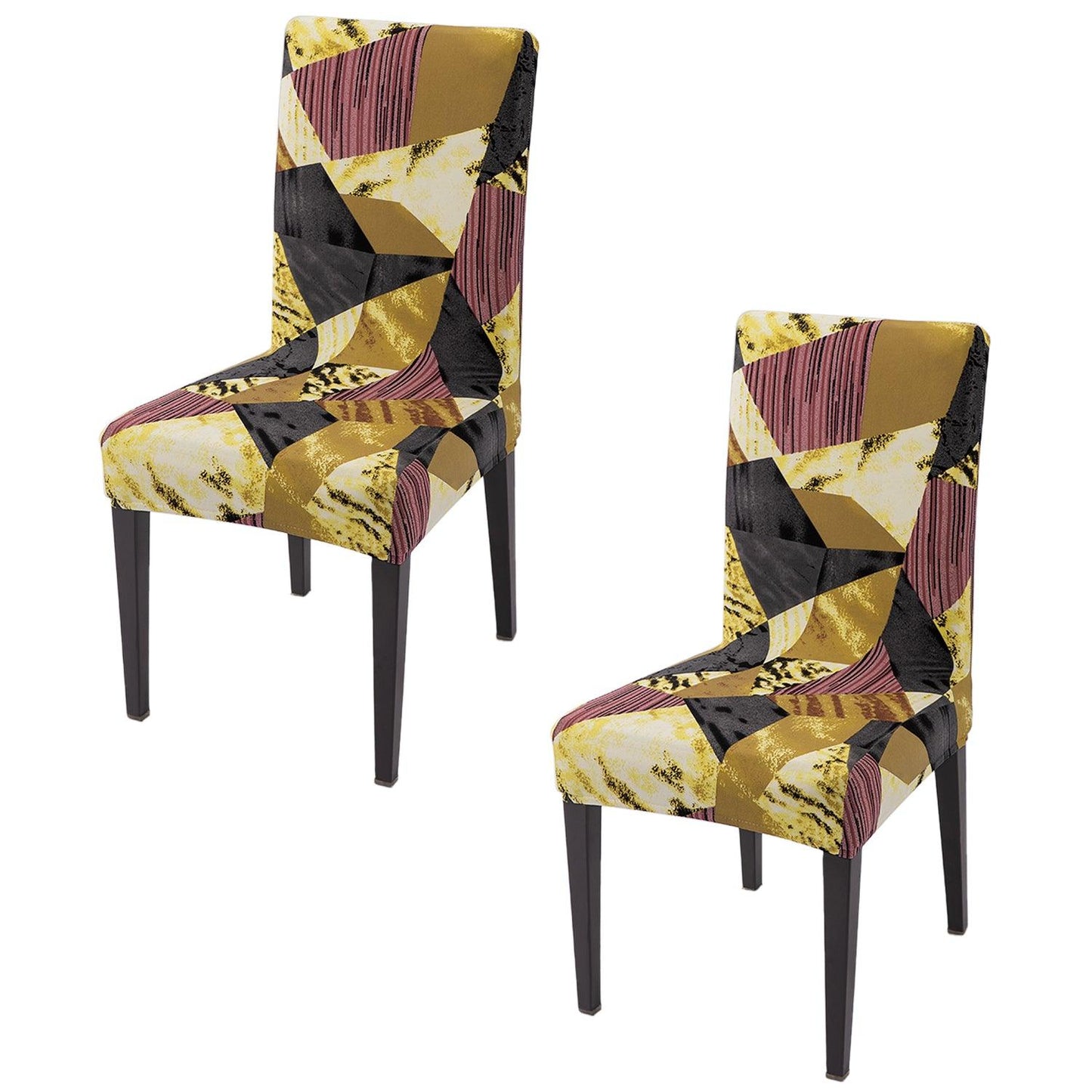 Wine Abstract Geometry Print elastic chair covers set of 2