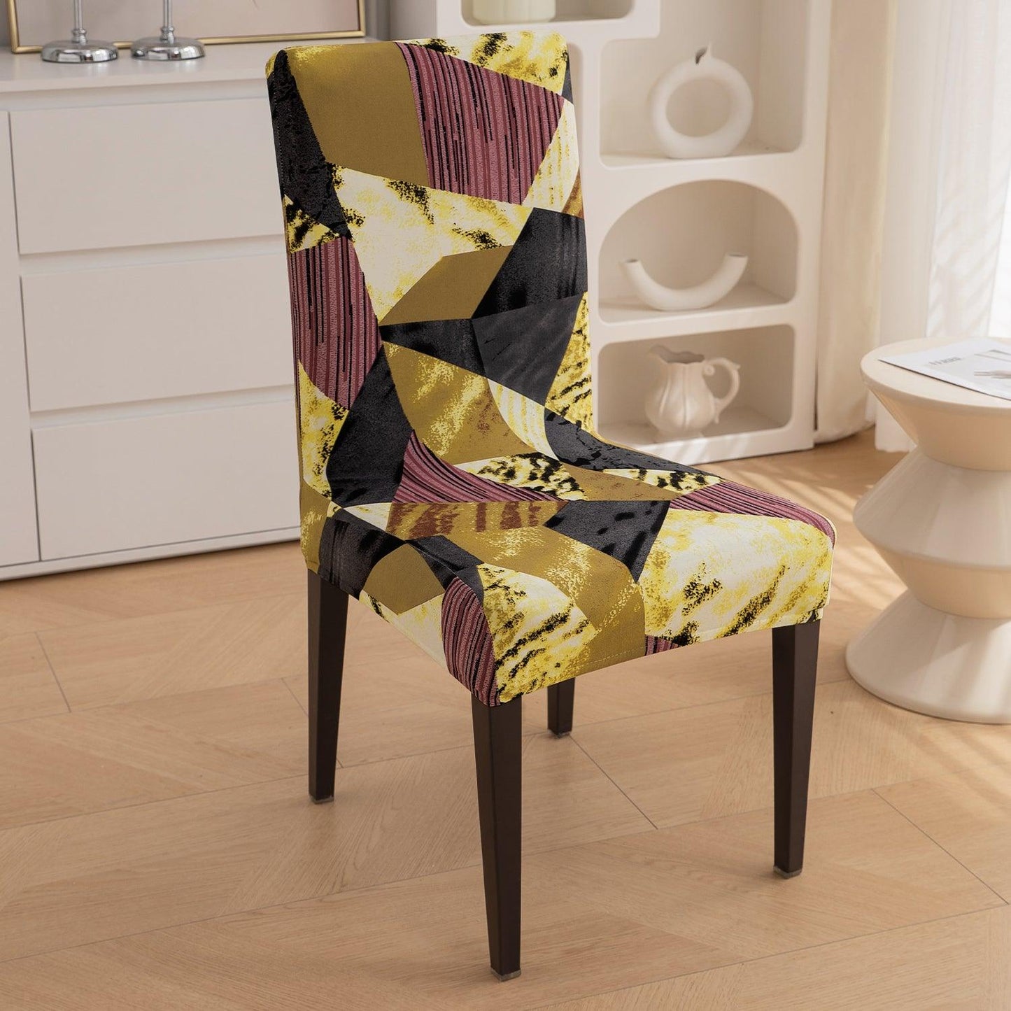 Wine Abstract Geometry Print chair covers Set
