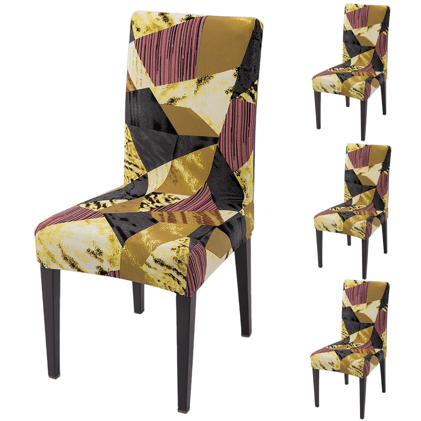 Wine Abstract Geometry Print dining chair covers set of 4