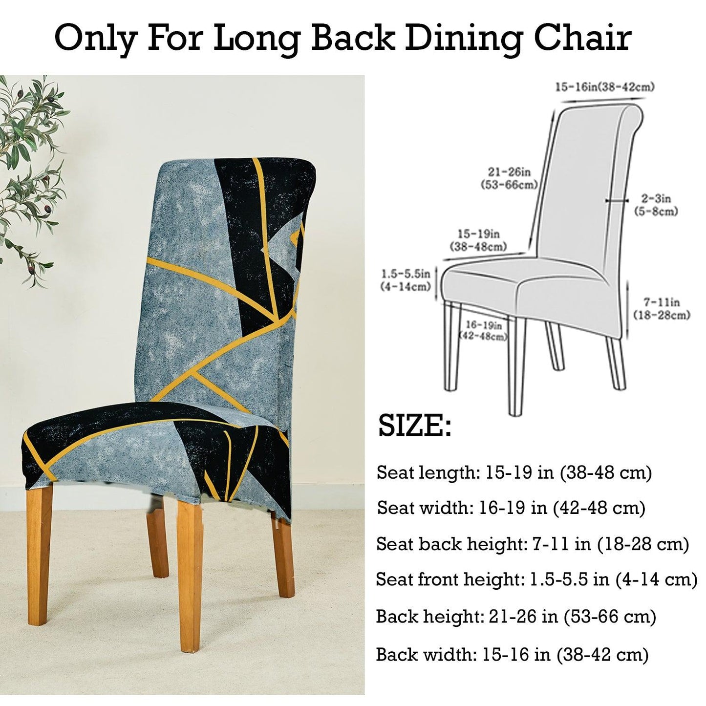 PolySpandex 140gsm High Back Dining Chair Cover Set of 1/2/4/6, Multicolor Abstract Geometry - HOKIPO | Har Ghar ka Humsafar