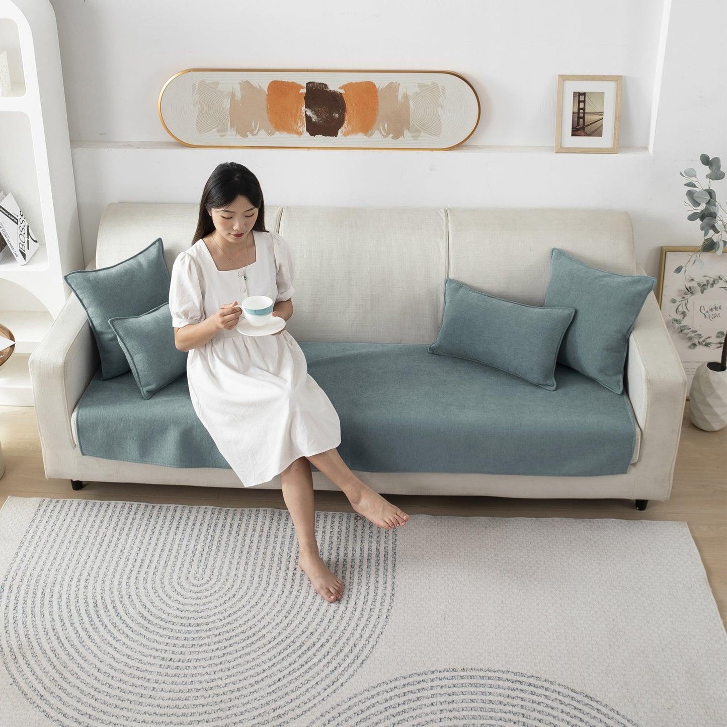 Premium Chenille Anti Slip Sofa Seat Mat for 1/2/3 Seater, Grey - HOKIPO | Har Ghar ka Humsafar